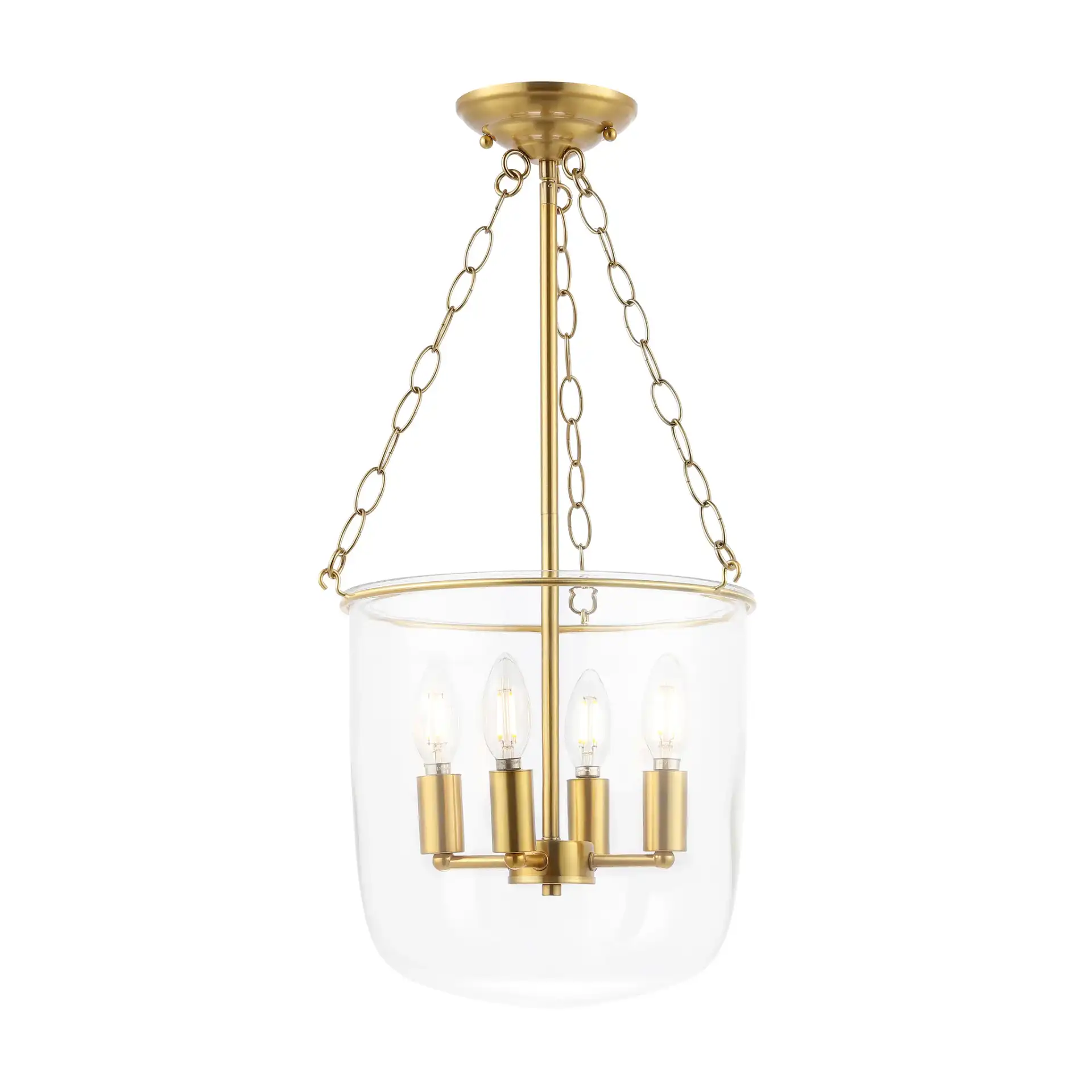 Dahye Four-Light Pendant in Clear / Brass