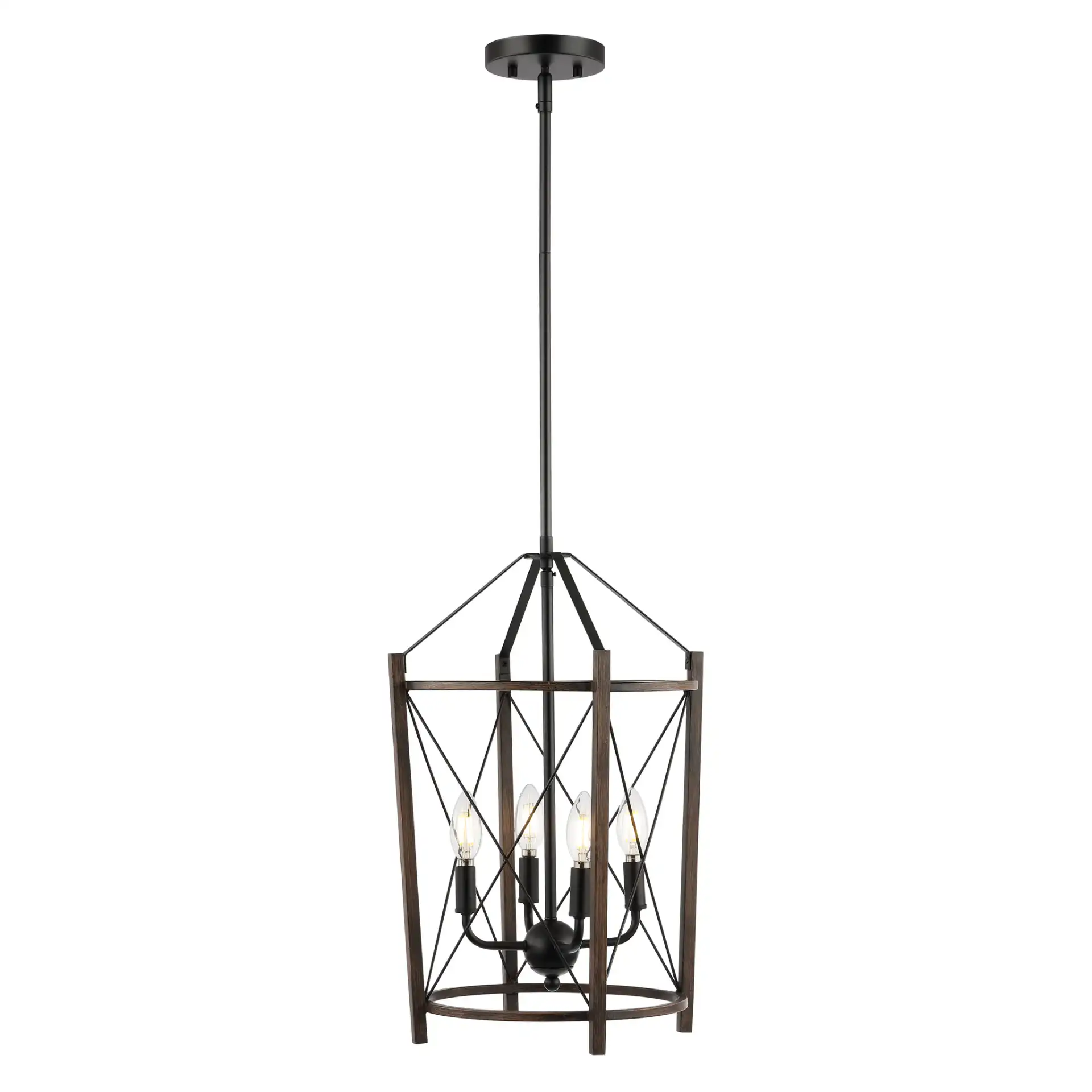 Peltier Four-Light Pendant in Dark Walnut / Black