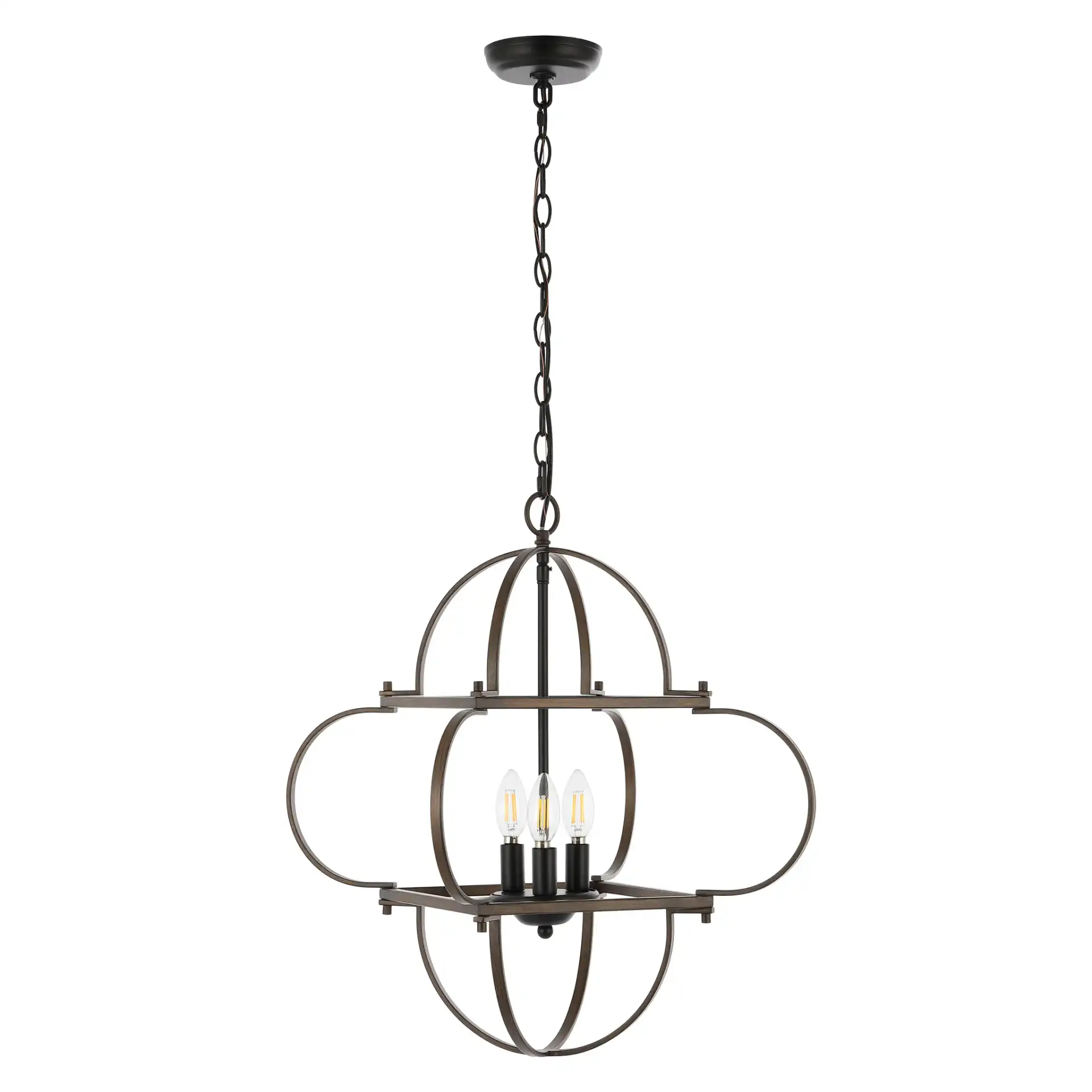 Galvin Three-Light Pendant in Black / Walnut, detail view