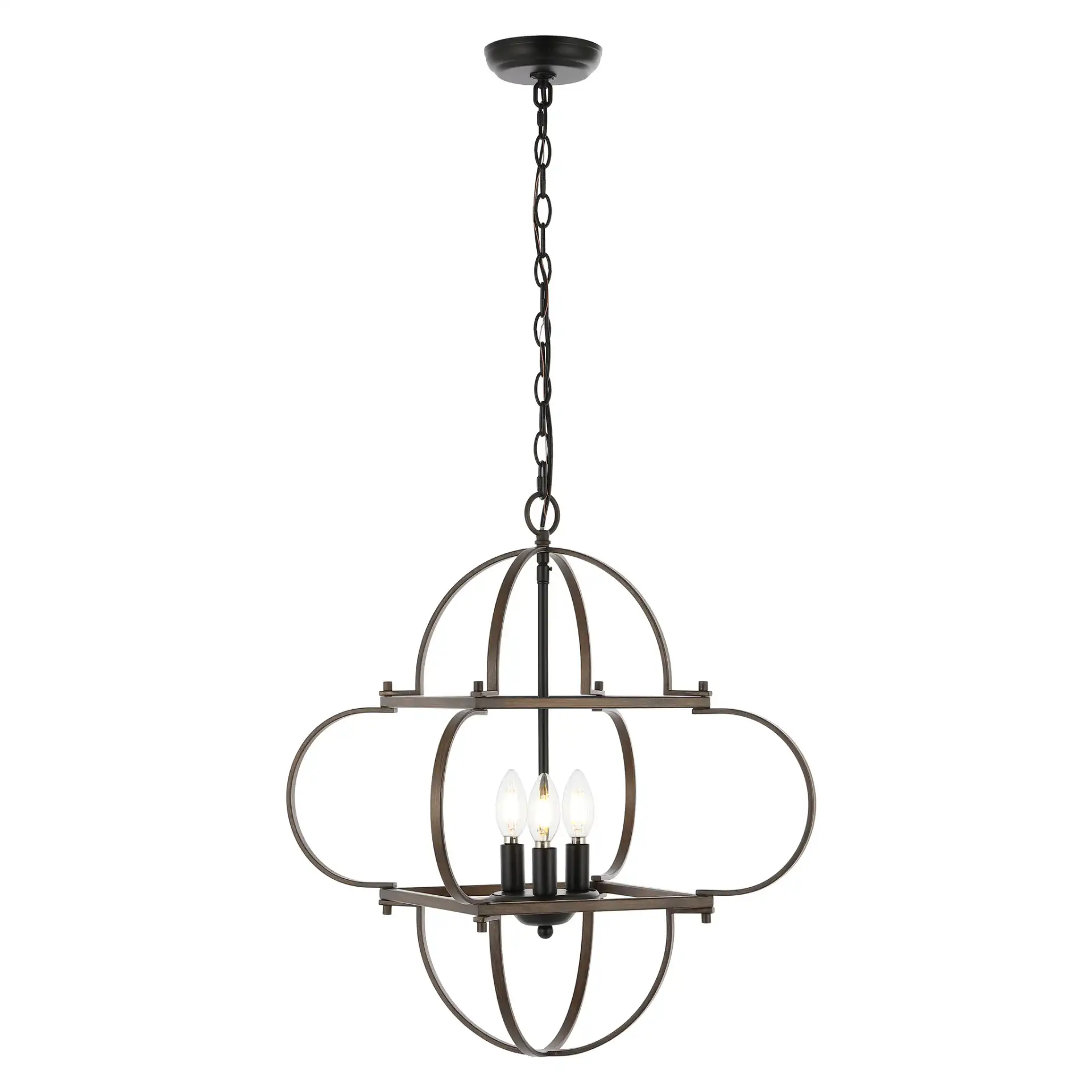 Galvin Three-Light Pendant in Black / Walnut