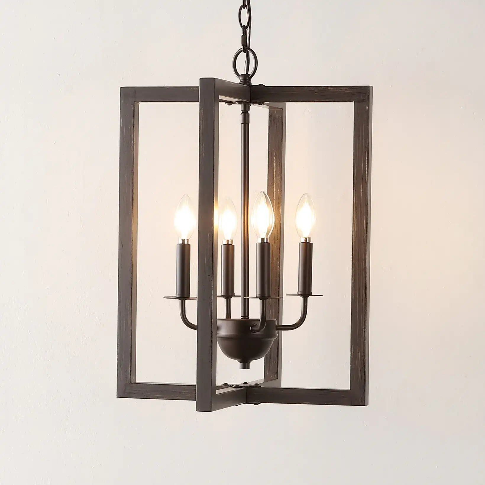 Winter Four-Light Pendant in Walnut / Oil Rub Bronze in a styled room