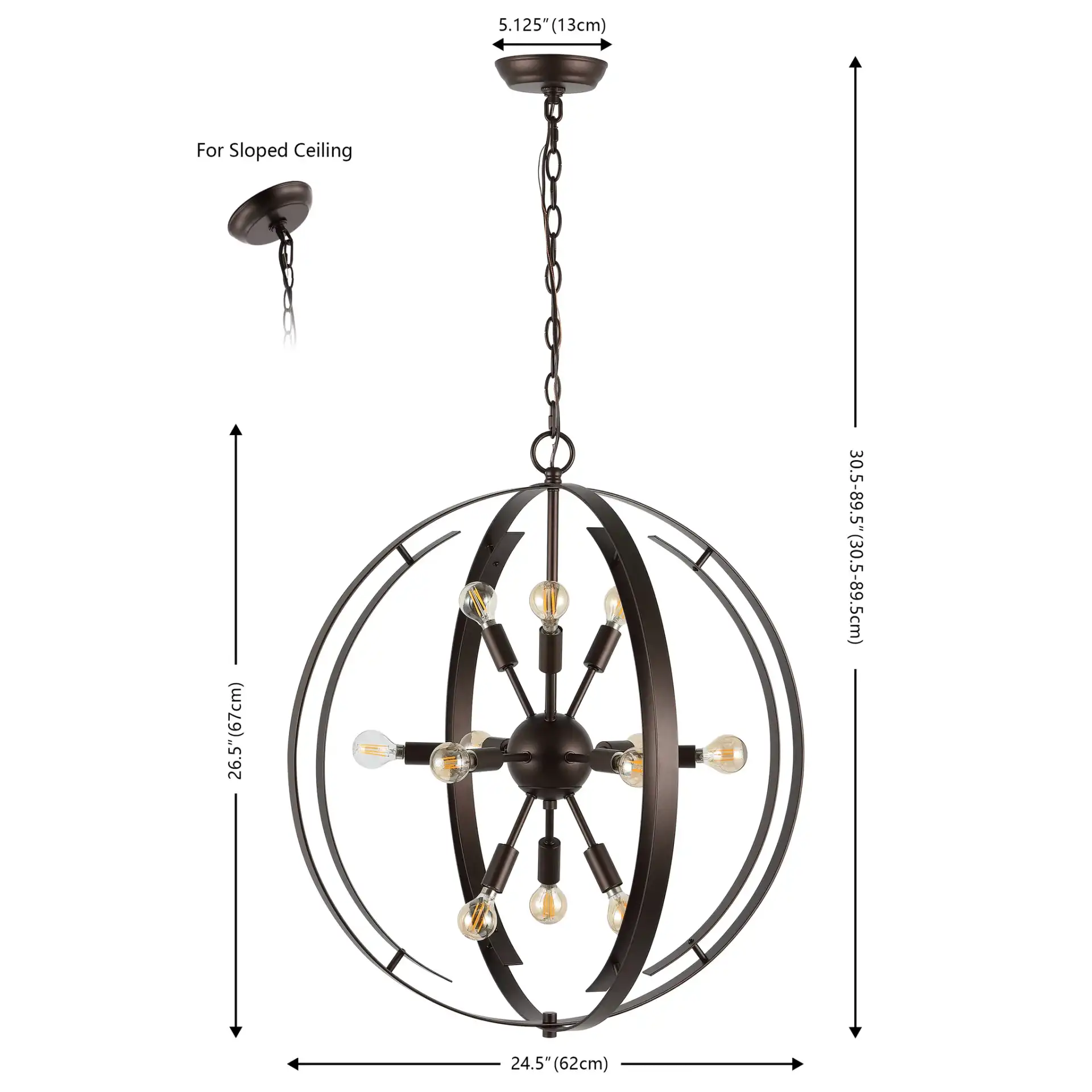 Syosset Twelve-Light Pendant in Oil Rub Bronze, detail view