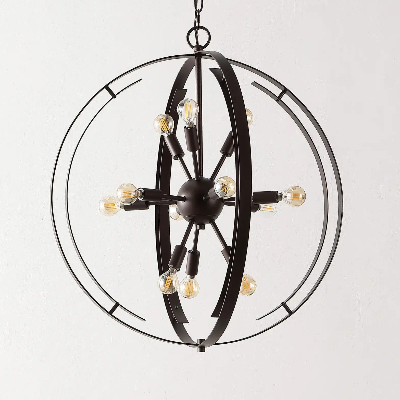 Syosset Twelve-Light Pendant in Oil Rub Bronze, detail view