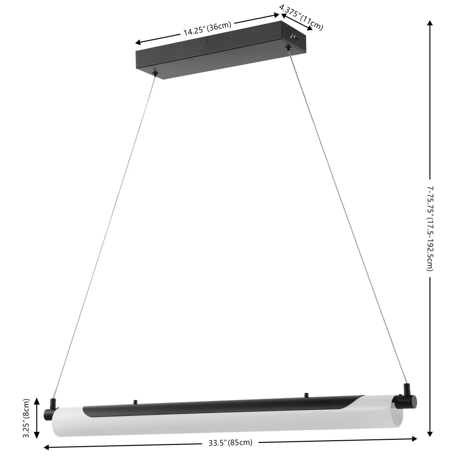 Tyto Led Pendant in Black, detail view