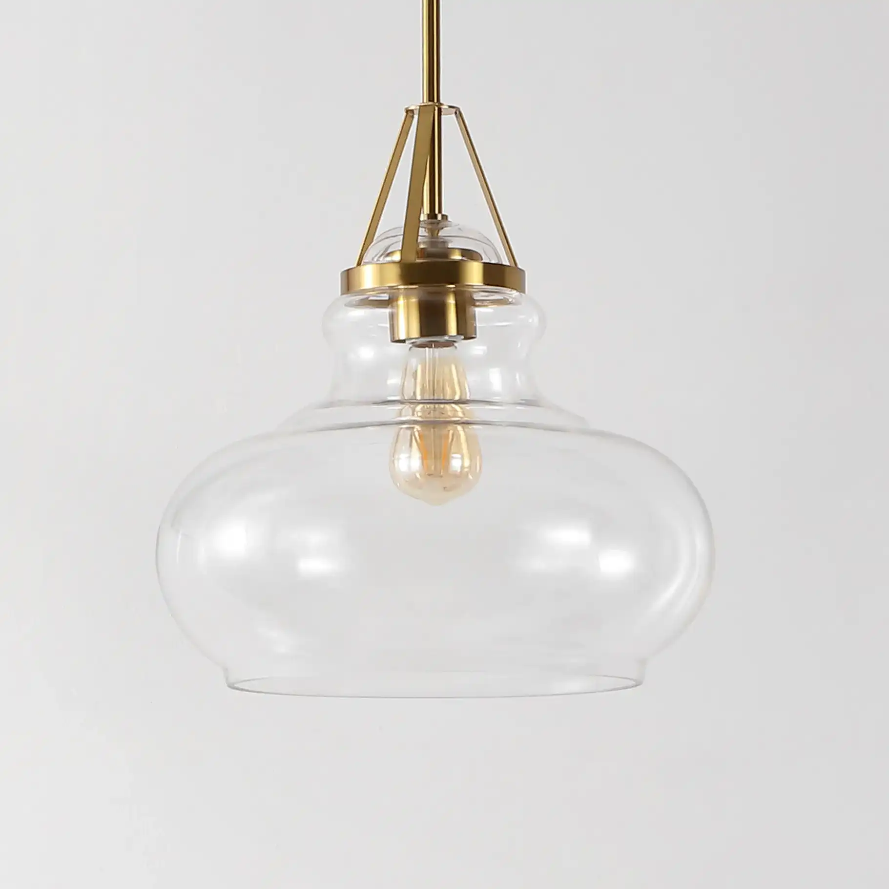 Salud Pendant in Brass / Clear, detail view