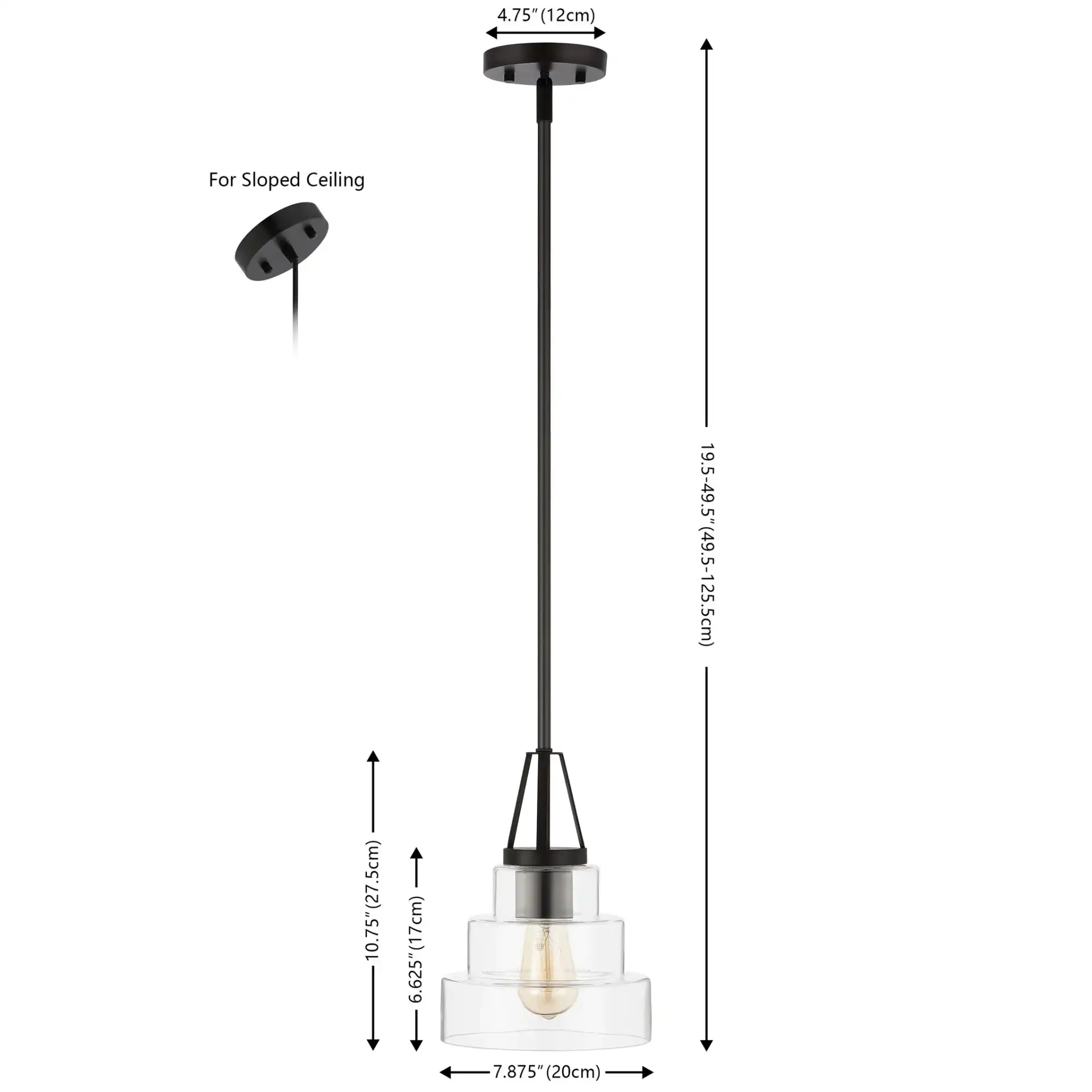 Raylen Pendant in Clear / Oil Rub Bronze, detail view