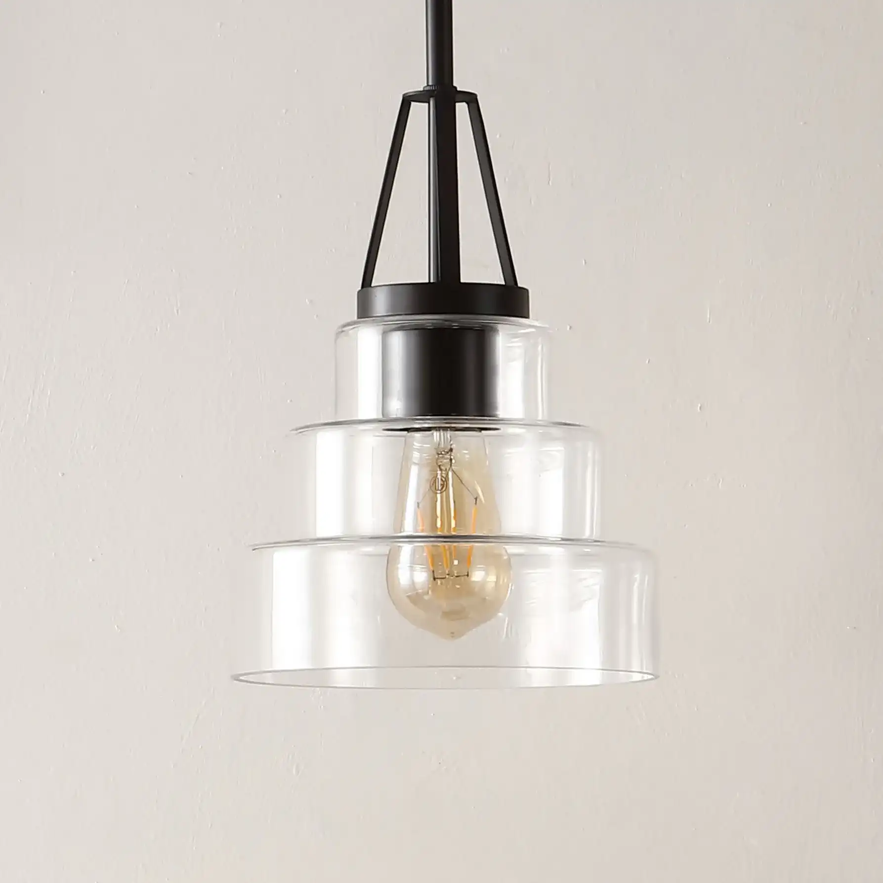 Raylen Pendant in Clear / Oil Rub Bronze, detail view