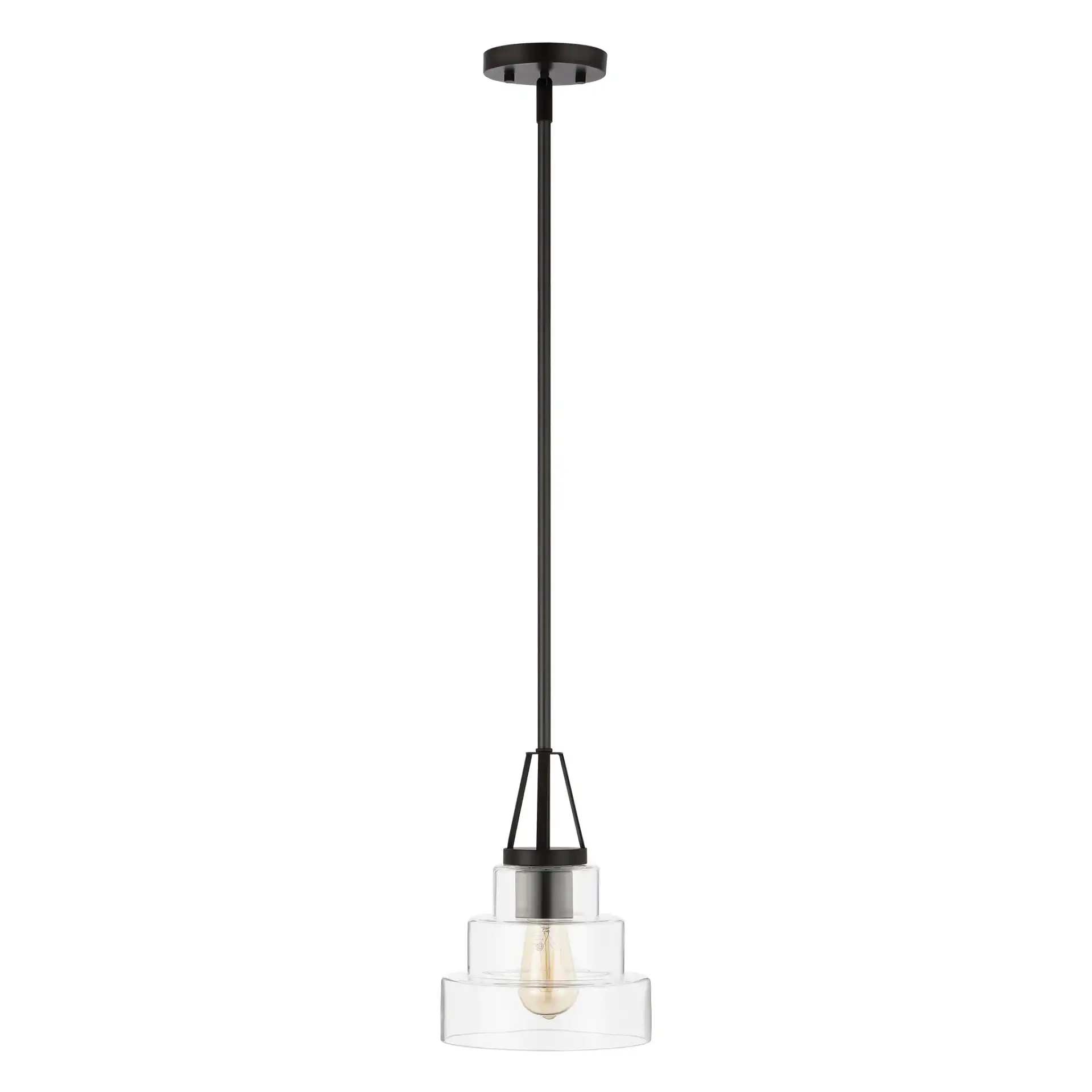 Raylen Pendant in Clear / Oil Rub Bronze, detail view