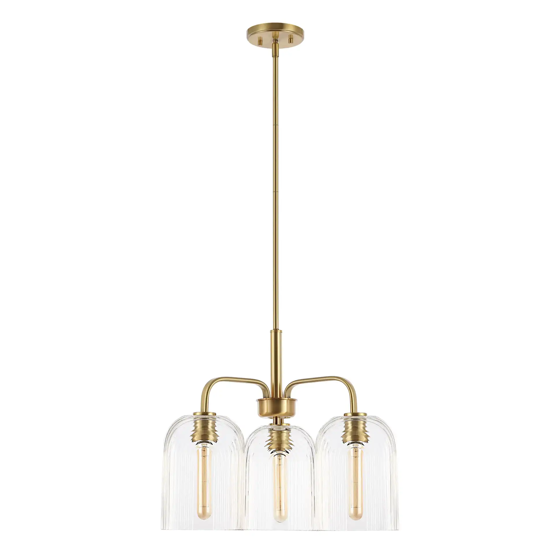Romeyn Three-Light Pendant in Brass, detail view