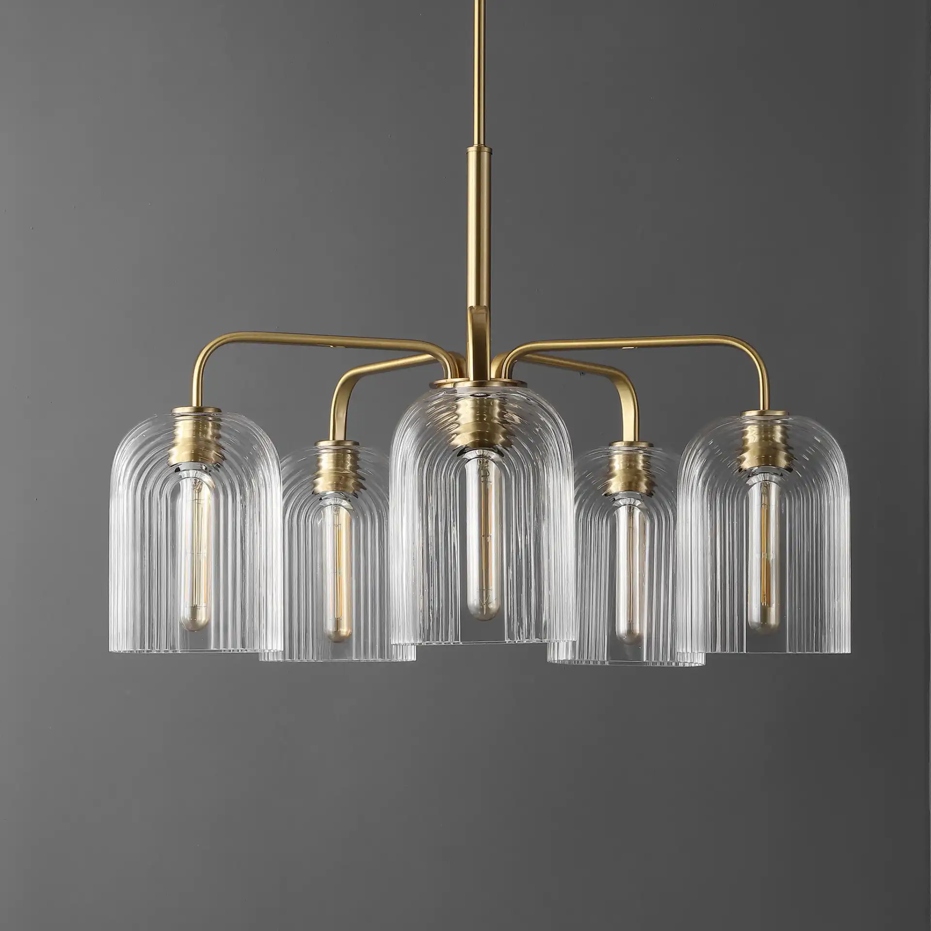 Idelle Five-Light Pendant in Brass, detail view