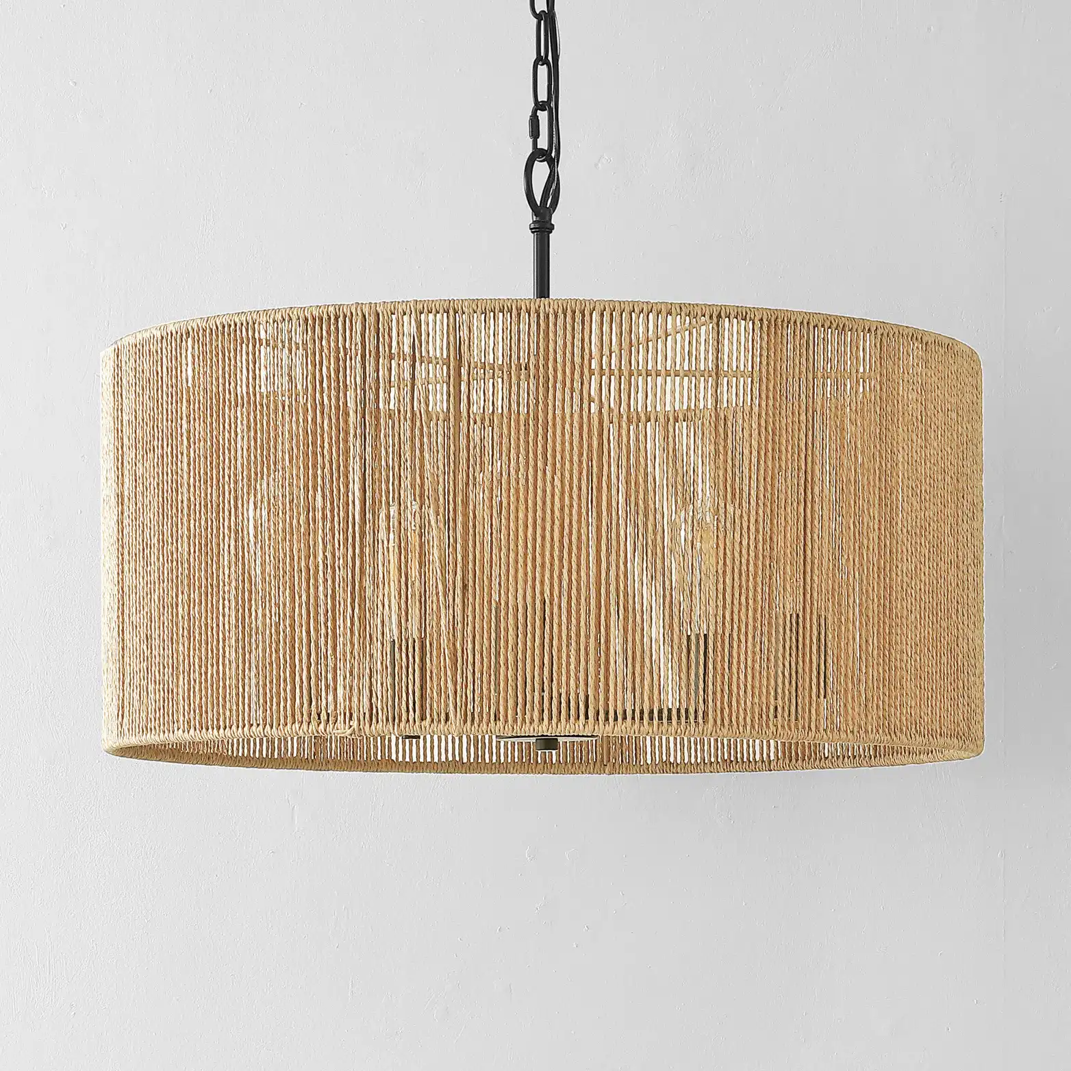 Rylumi Five-Light Pendant in Natural / Black, detail view