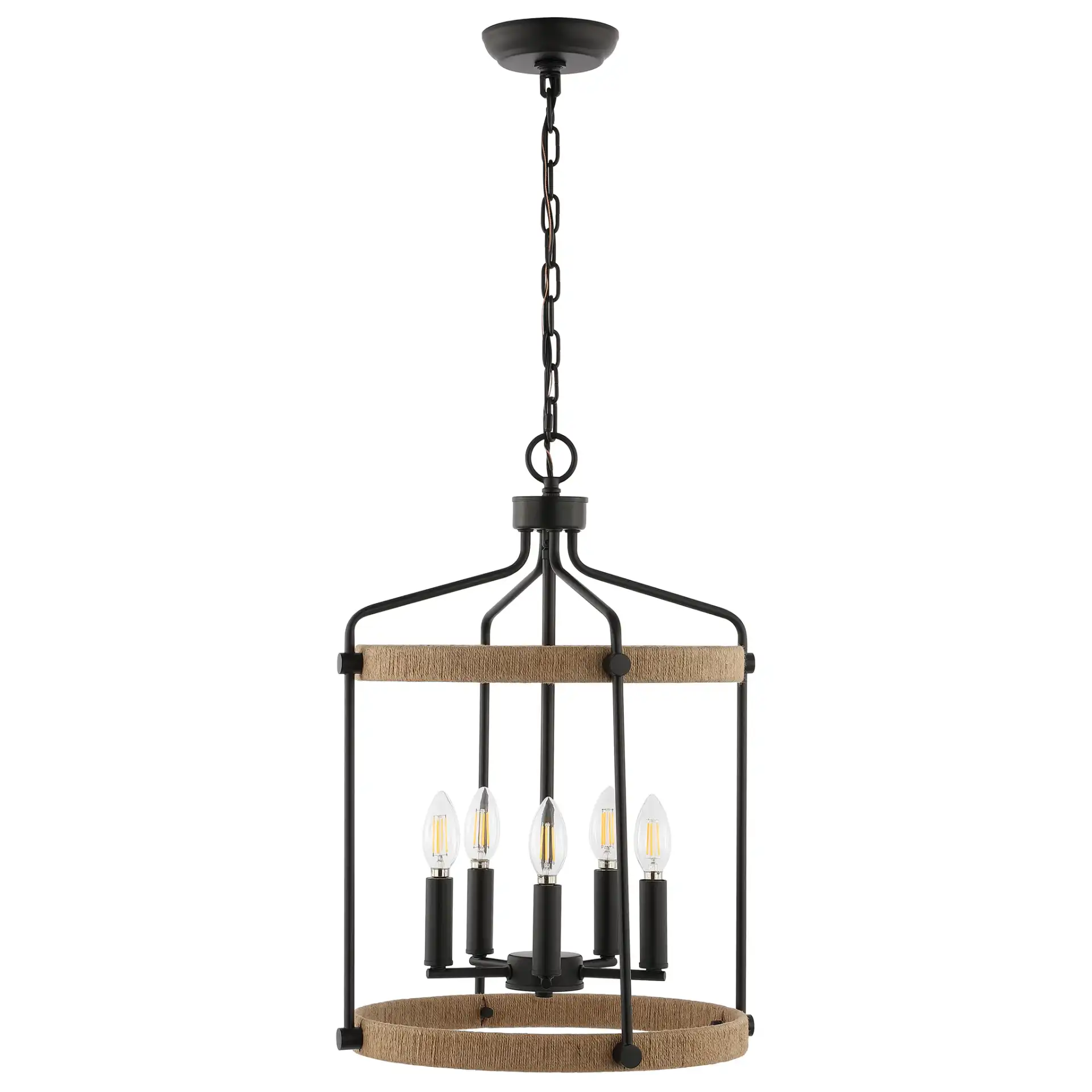 Dwyer Five-Light Pendant in Black / Brown, detail view