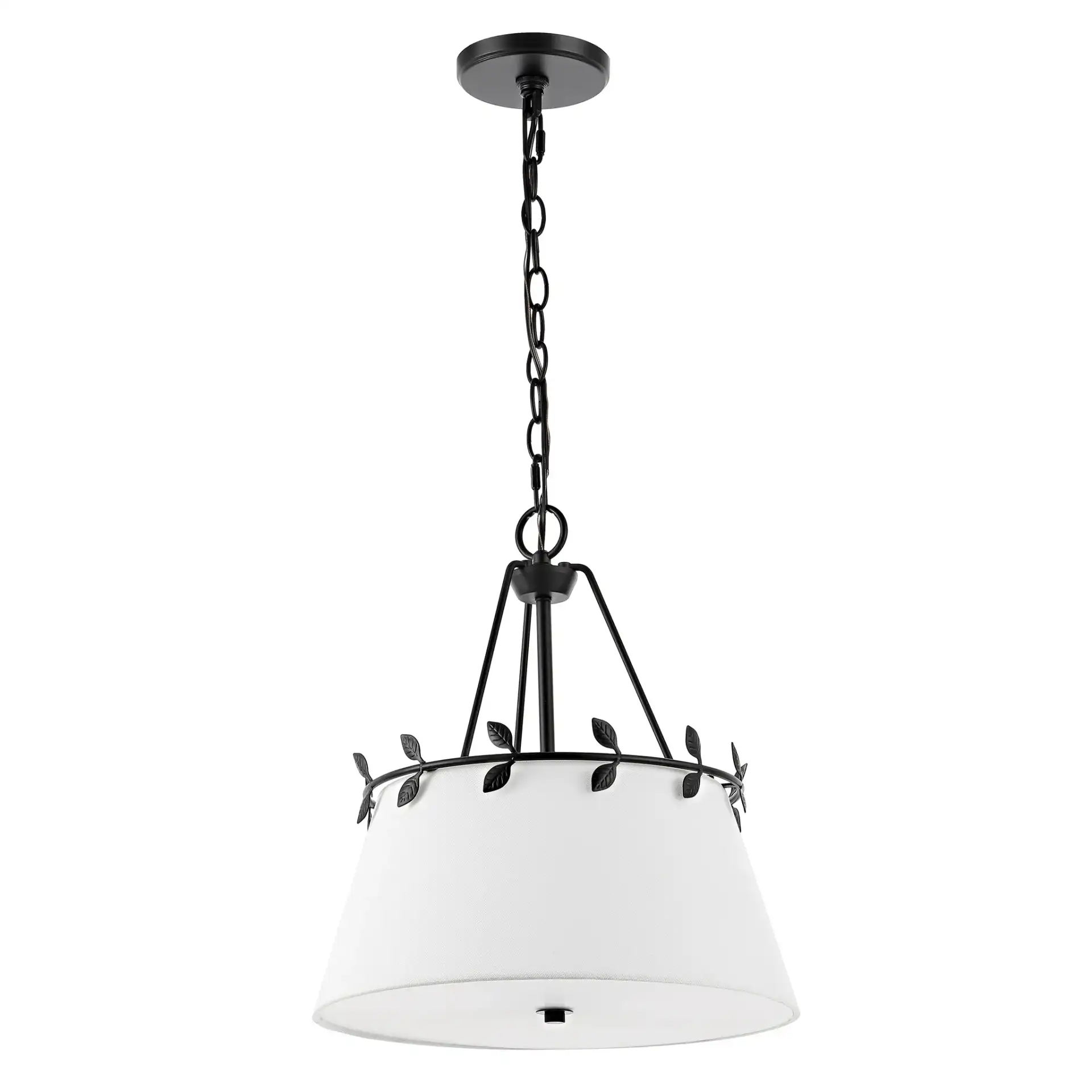 Samora Three-Light Pendant in White / Black, detail view