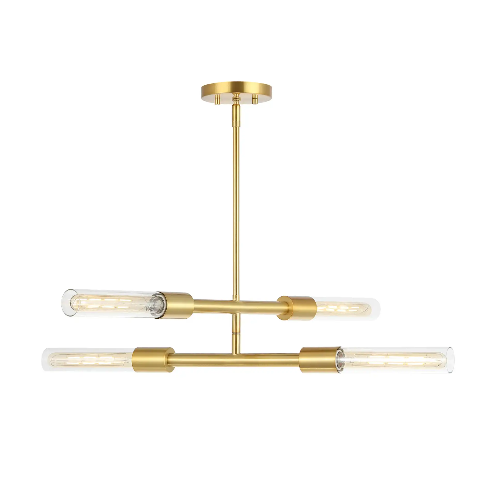 Cronos Four-Light Pendant in Brass / Clear