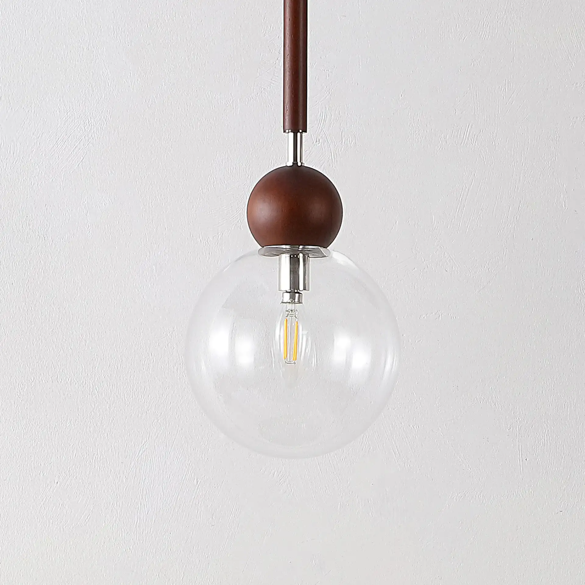 Roxora Pendant in Dark Walnut / Nickel, detail view