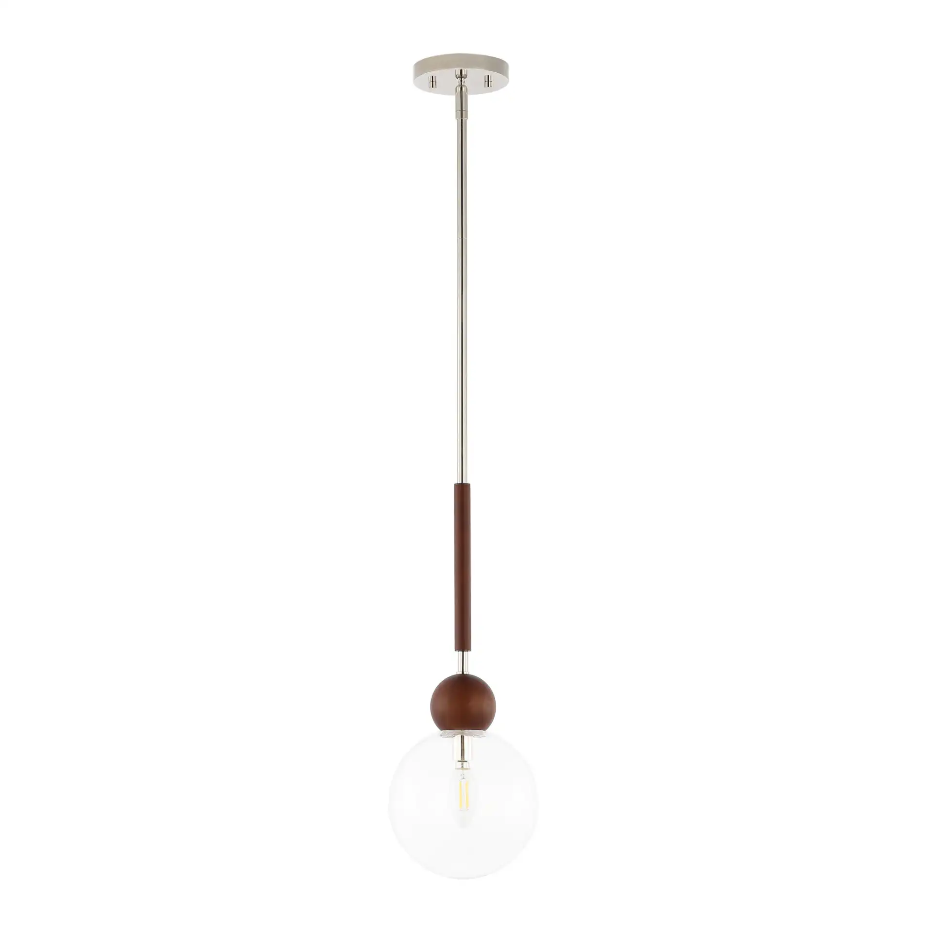 Roxora Pendant in Dark Walnut / Nickel, detail view