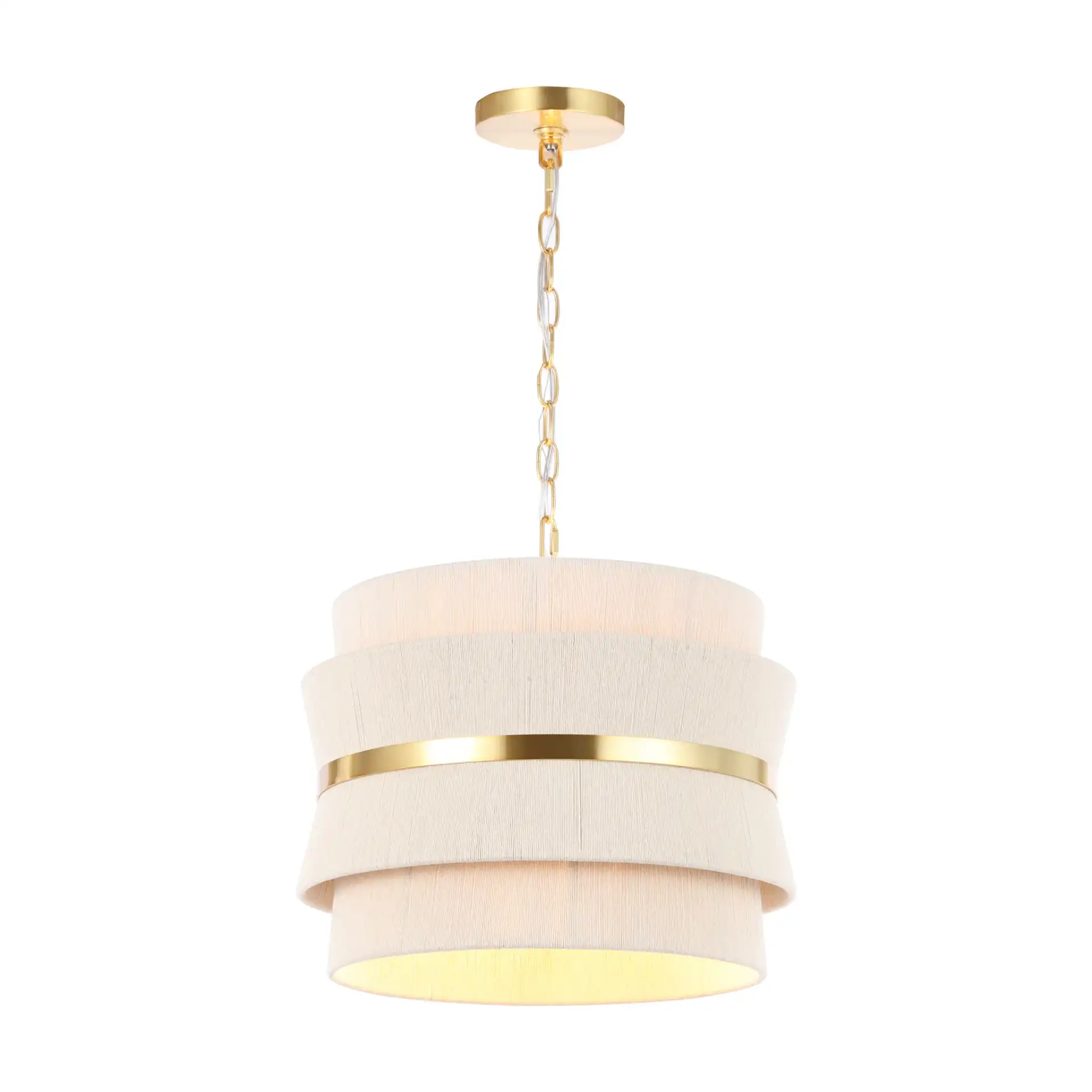 Willa Three-Light Pendant in Bleached Natural / Brass