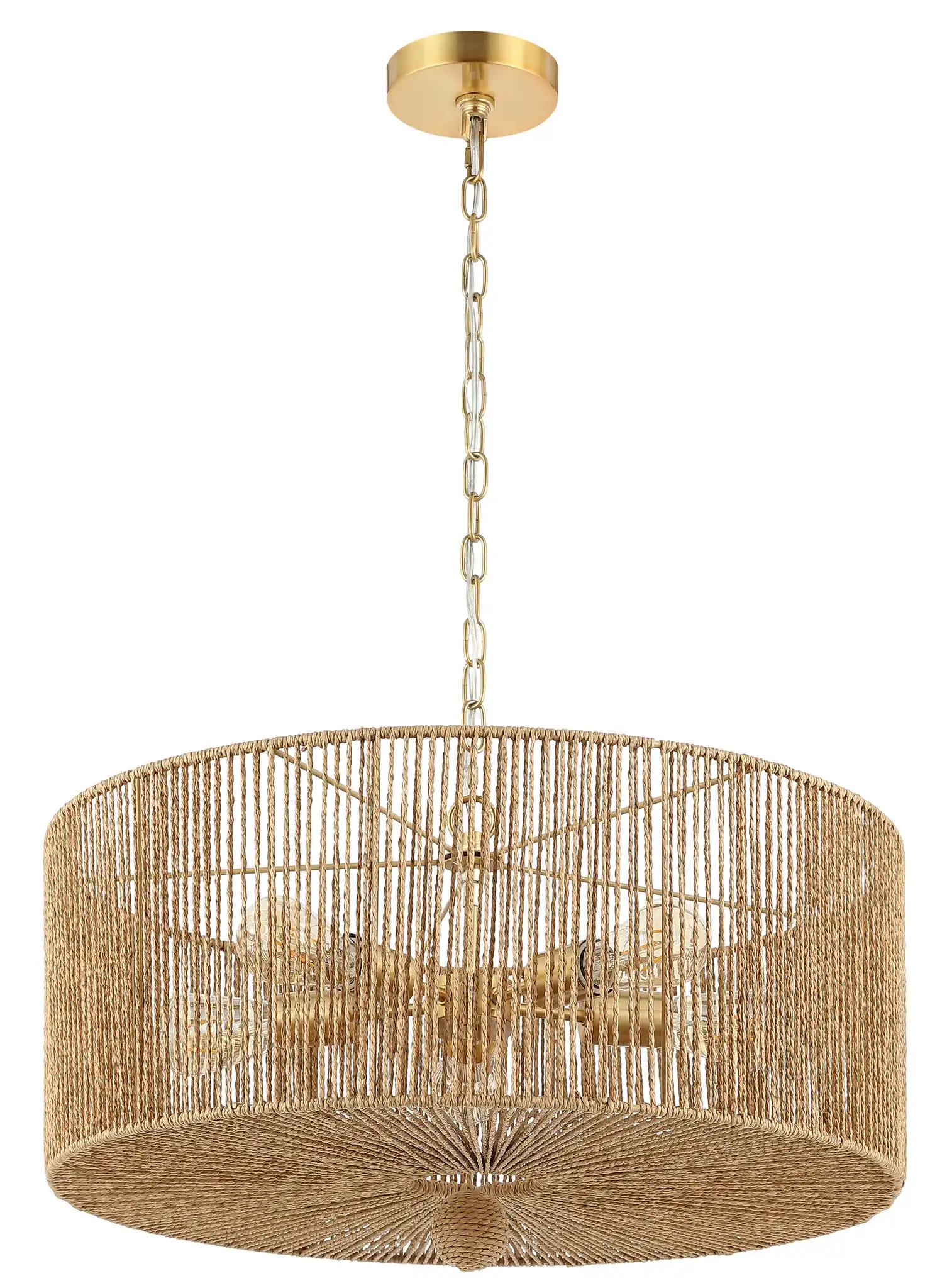 Mamba Five-Light Pendant in Natural / Gold, detail view