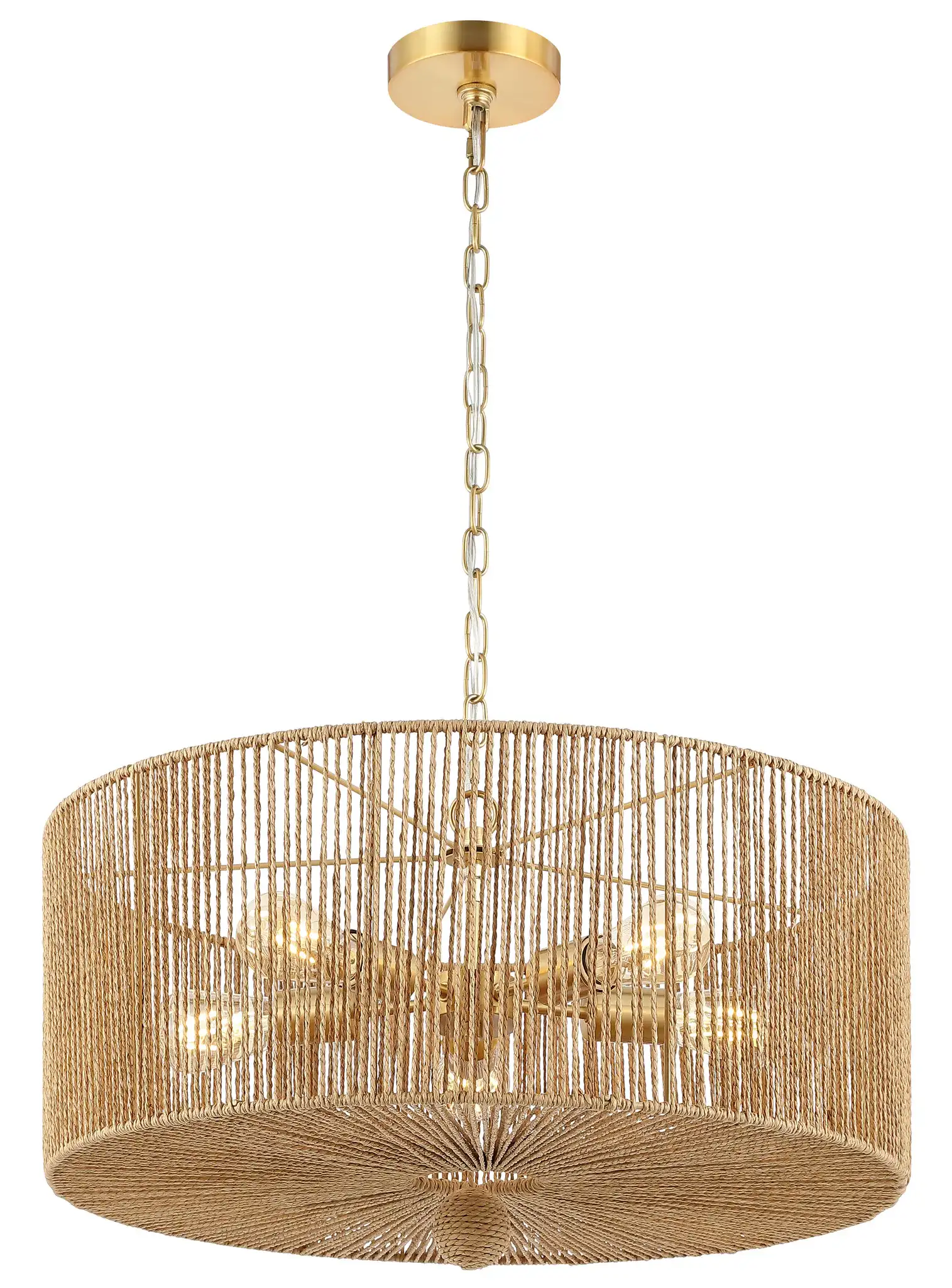 Mamba Five-Light Pendant in Natural / Gold