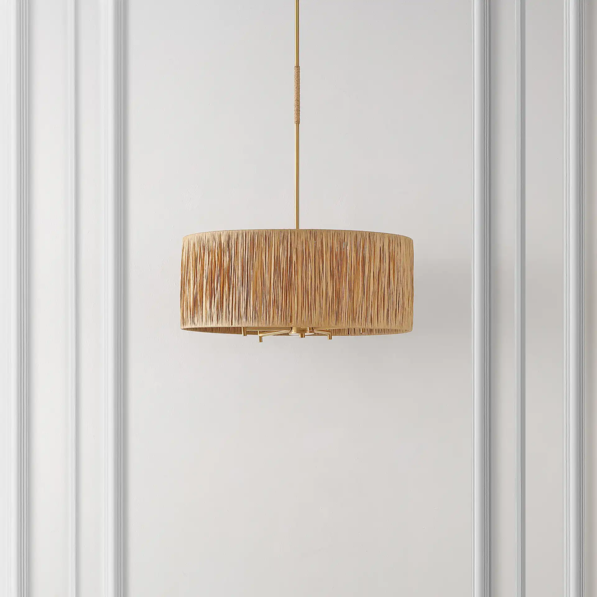 Colessa Five-Light Pendant in Natural / Gold in a styled room
