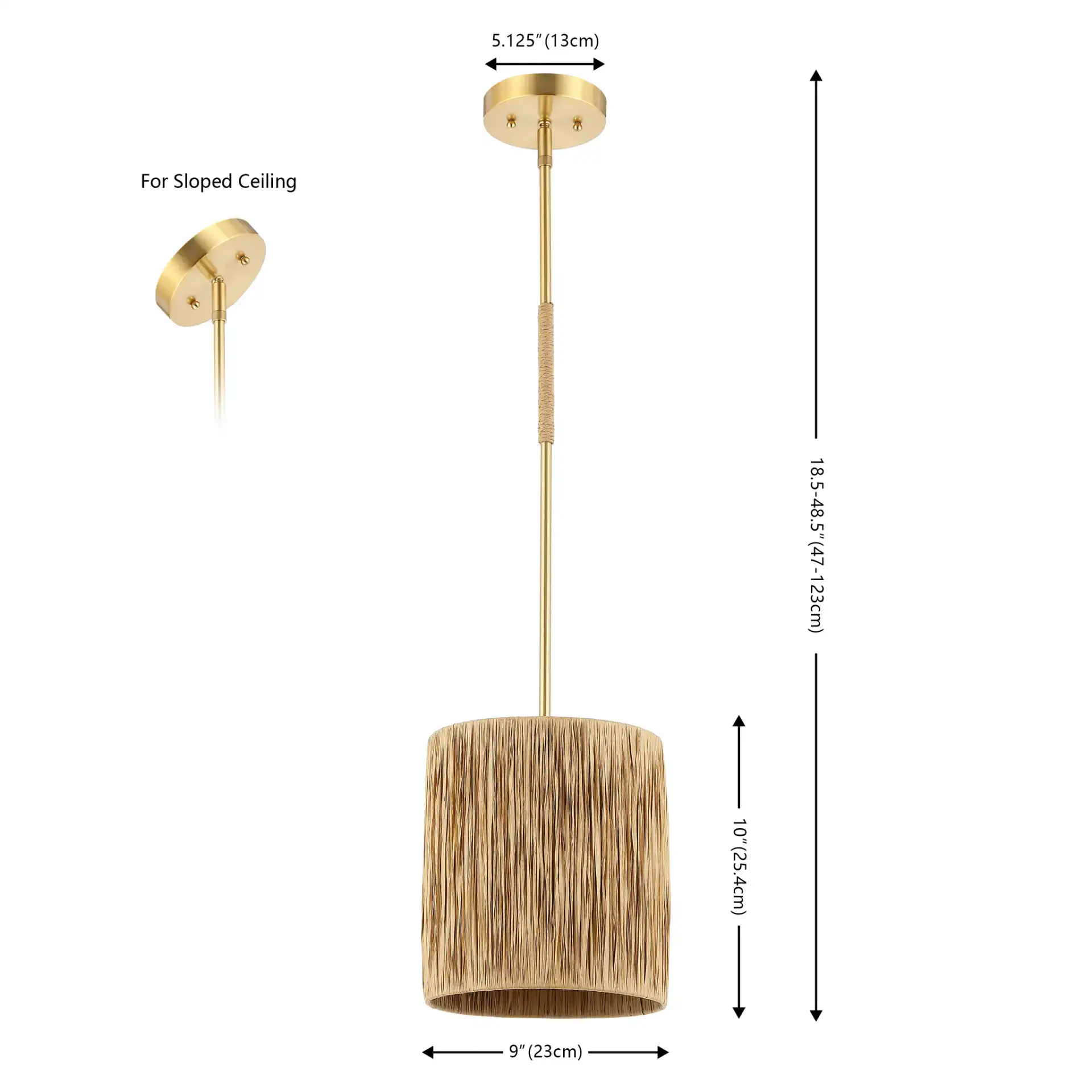 Saija Pendant in Natural / Gold, detail view