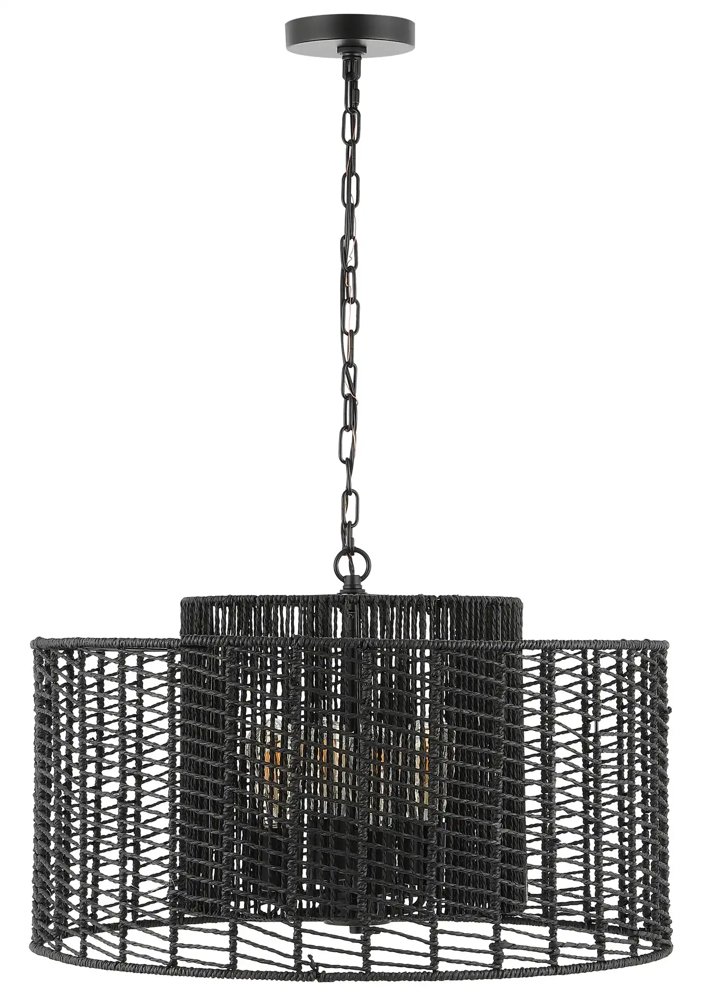 Brynora Four-Light Pendant in Black, detail view