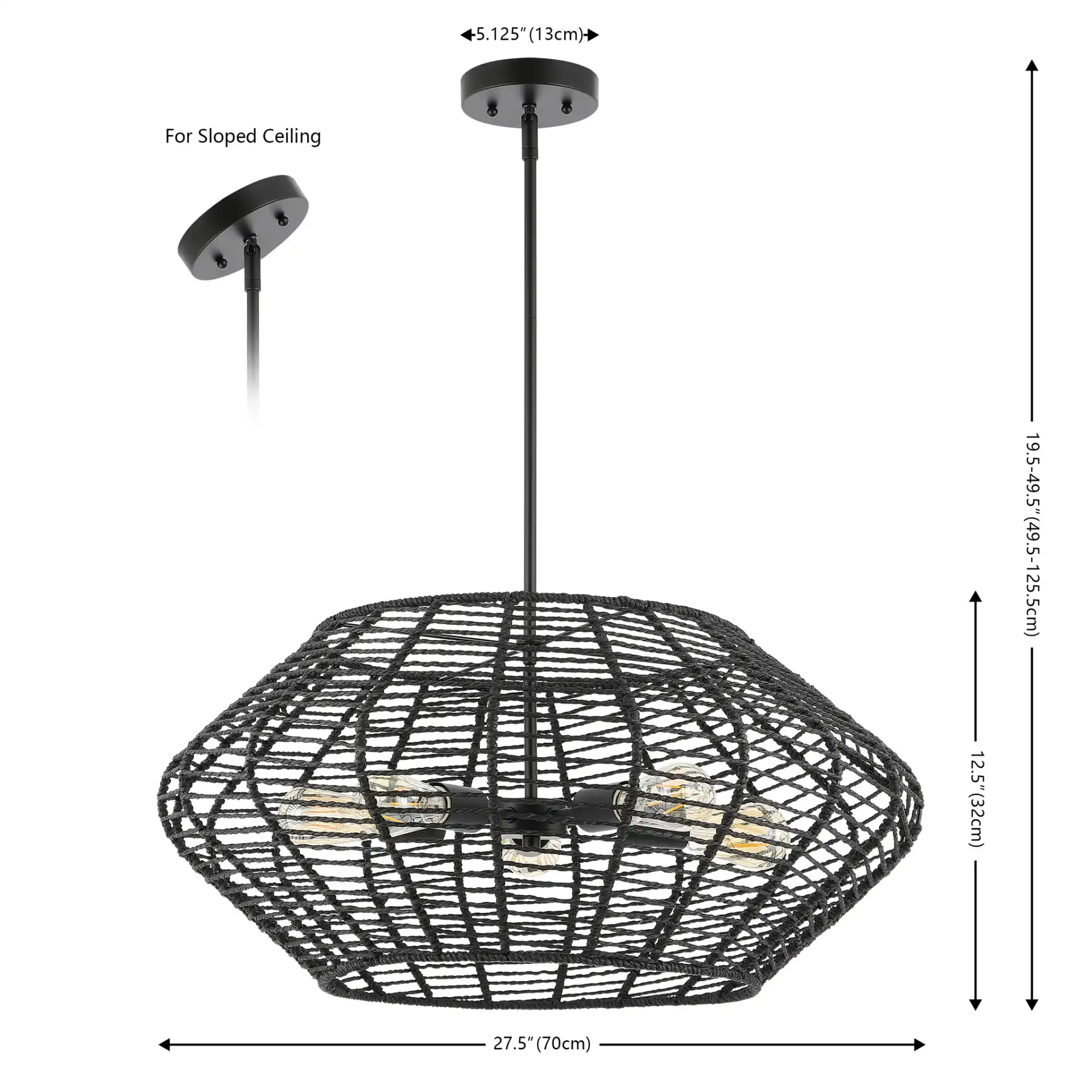 Briza Five-Light Pendant in Black, detail view