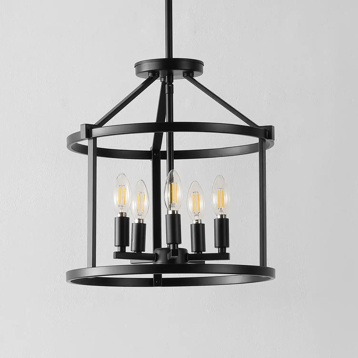 Navassa Five-Light Pendant in Black, detail view