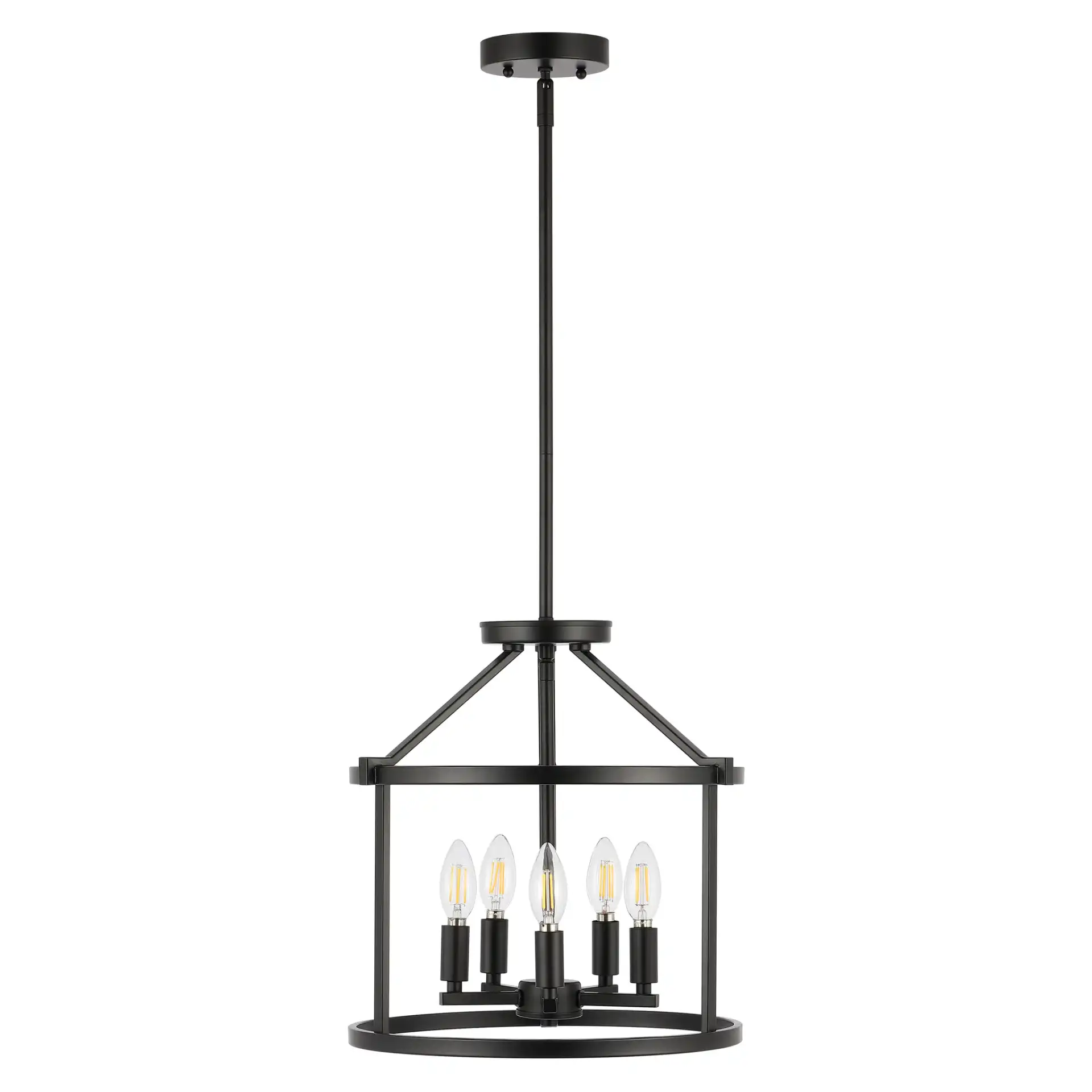 Navassa Five-Light Pendant in Black, detail view