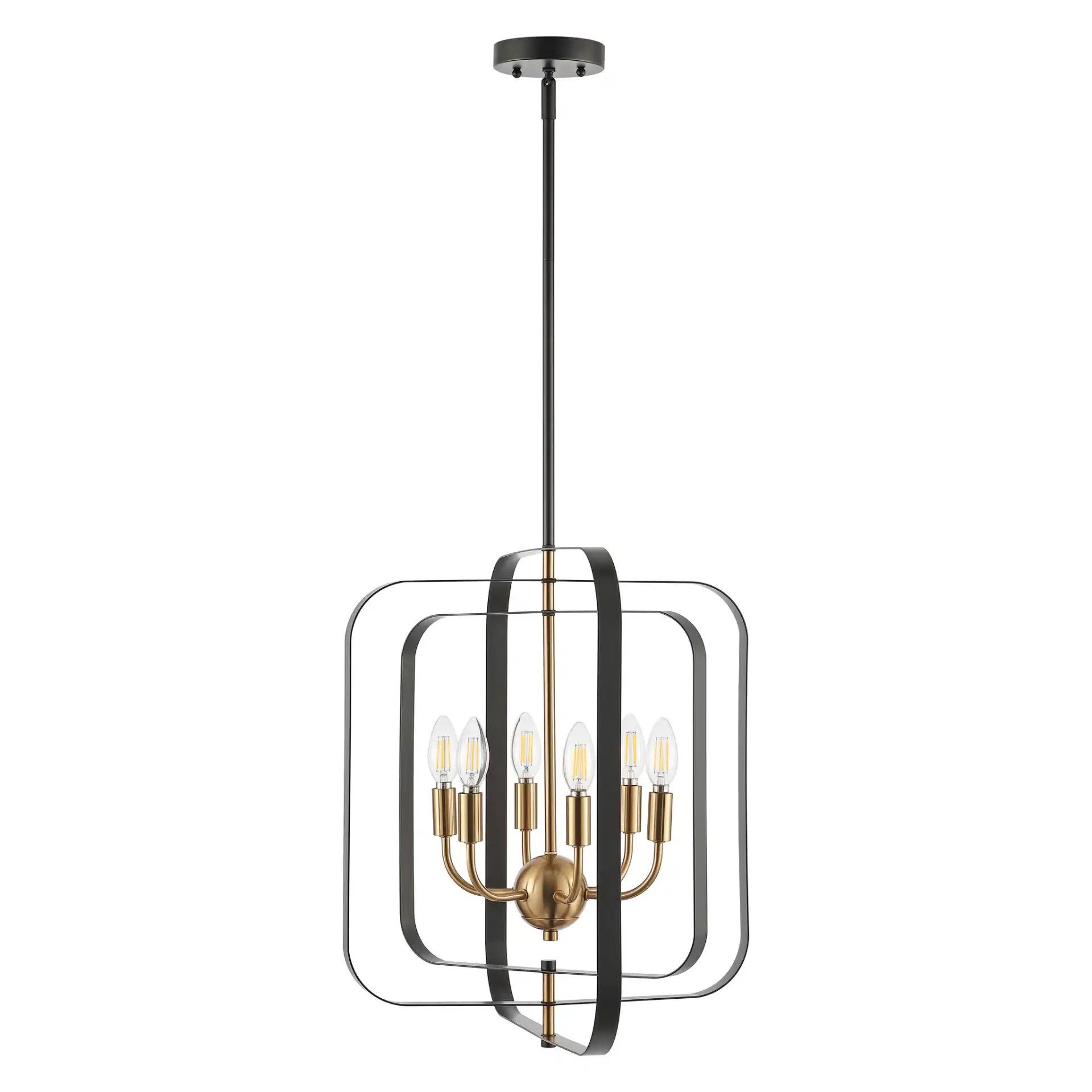 Dellyth Six-Light Pendant in Black / Brass, detail view