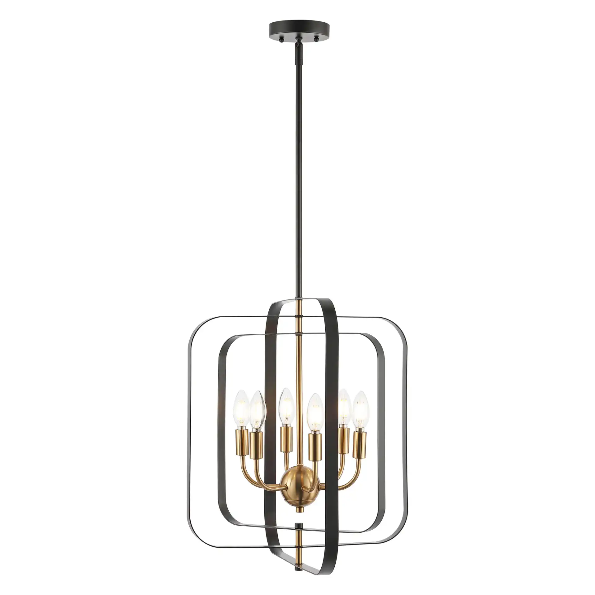 Dellyth Six-Light Pendant in Black / Brass