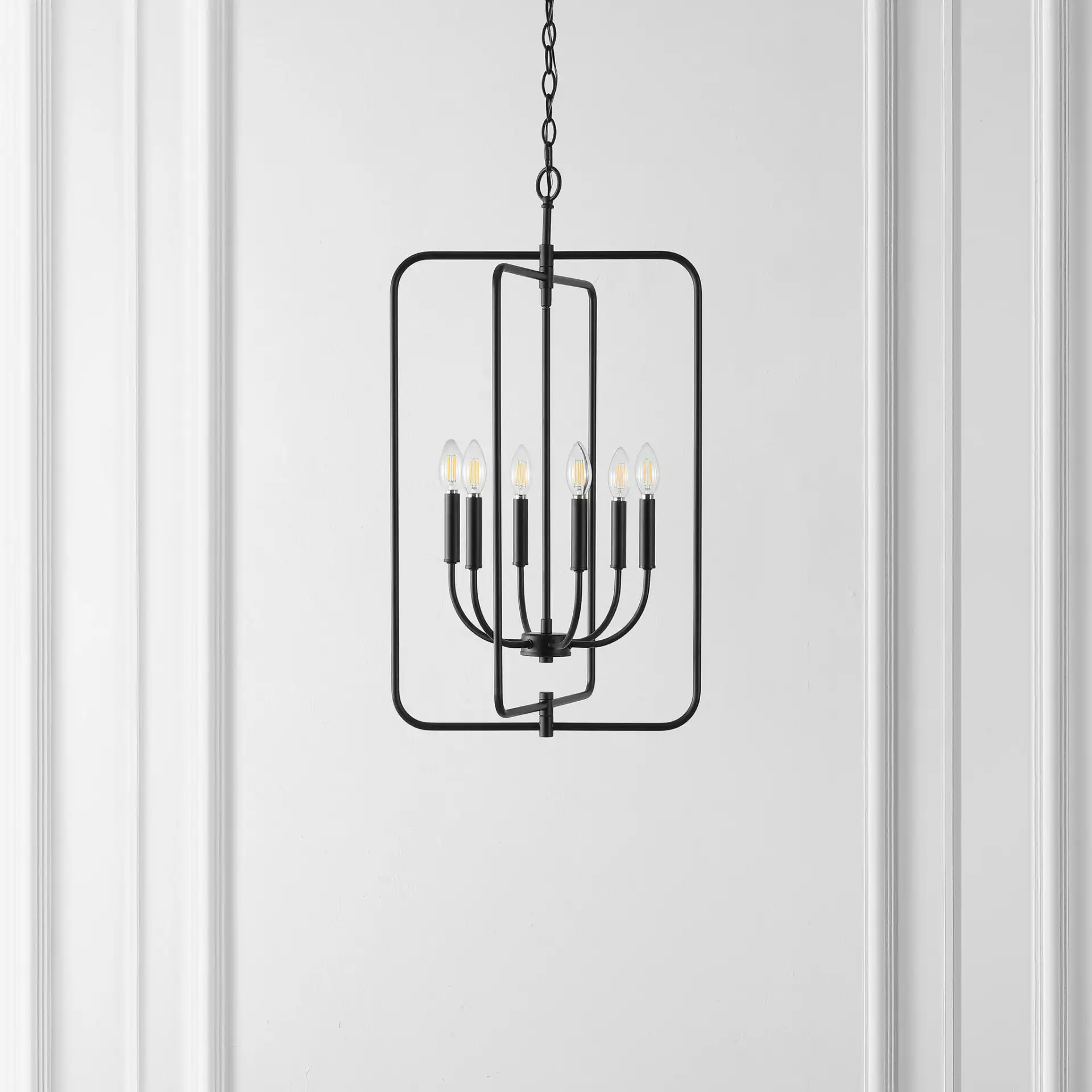 Alto Six-Light Pendant in Black in a styled room