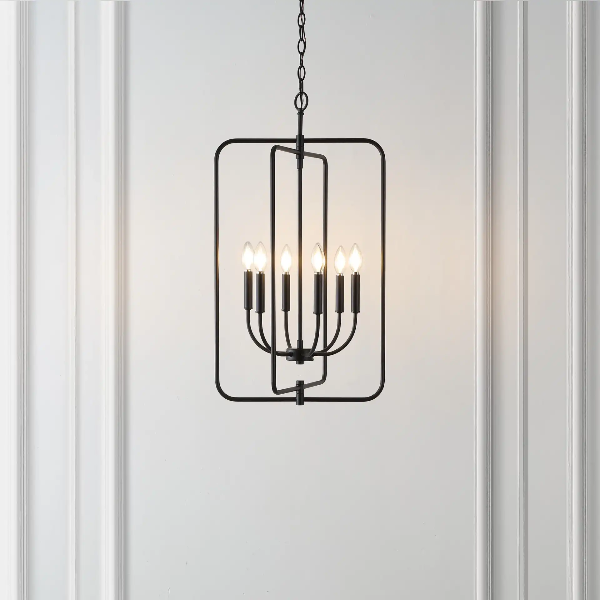 Alto Six-Light Pendant in Black in a styled room