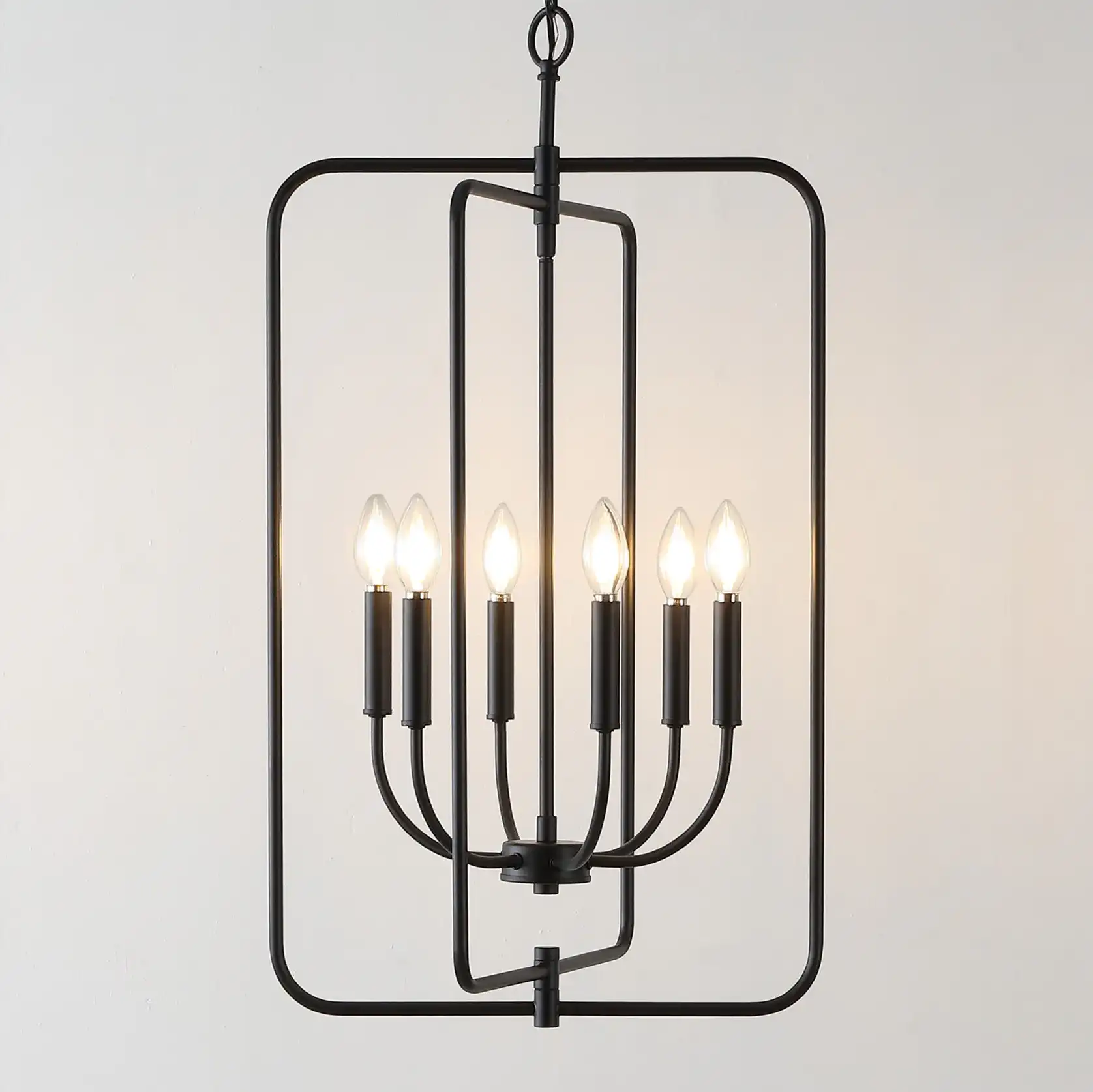 Alto Six-Light Pendant in Black in a styled room