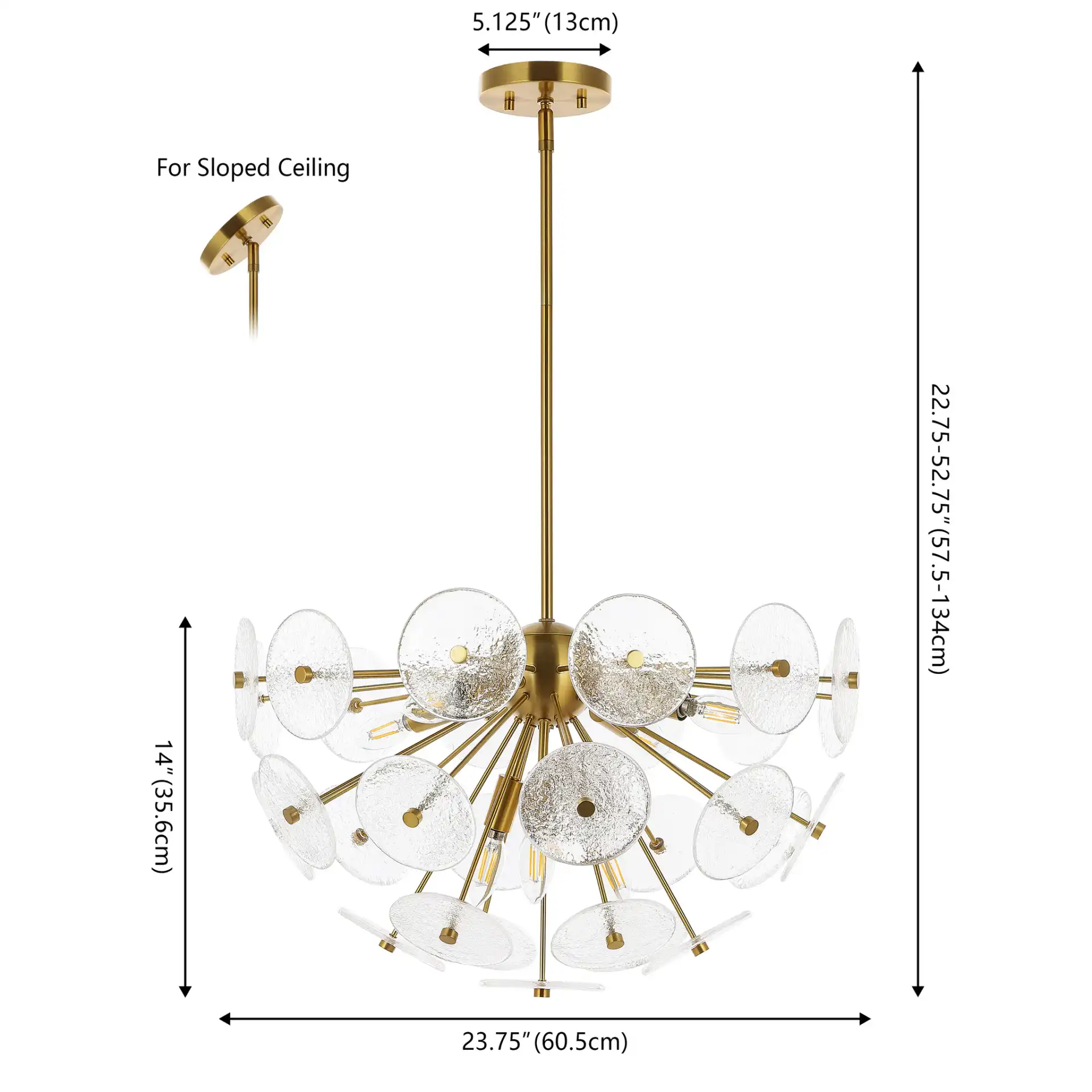 Miri Six-Light Pendant in Brass, detail view