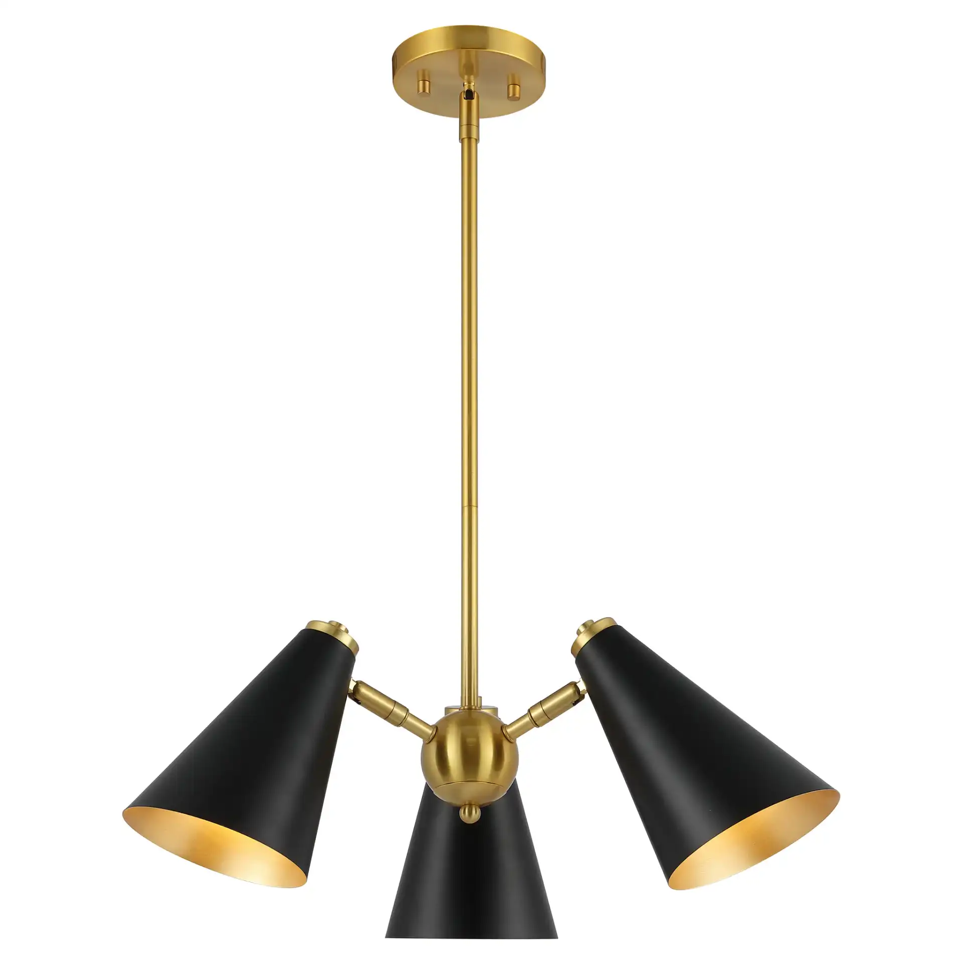 Naveeda Three-Light Pendant in Black / Brass