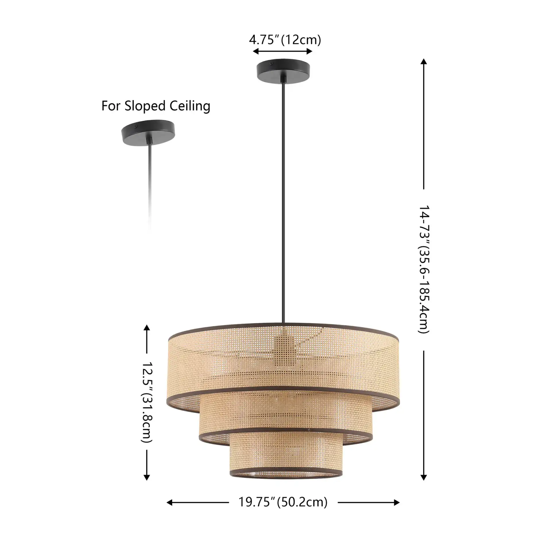 Malya Pendant in Brown / Natural, detail view