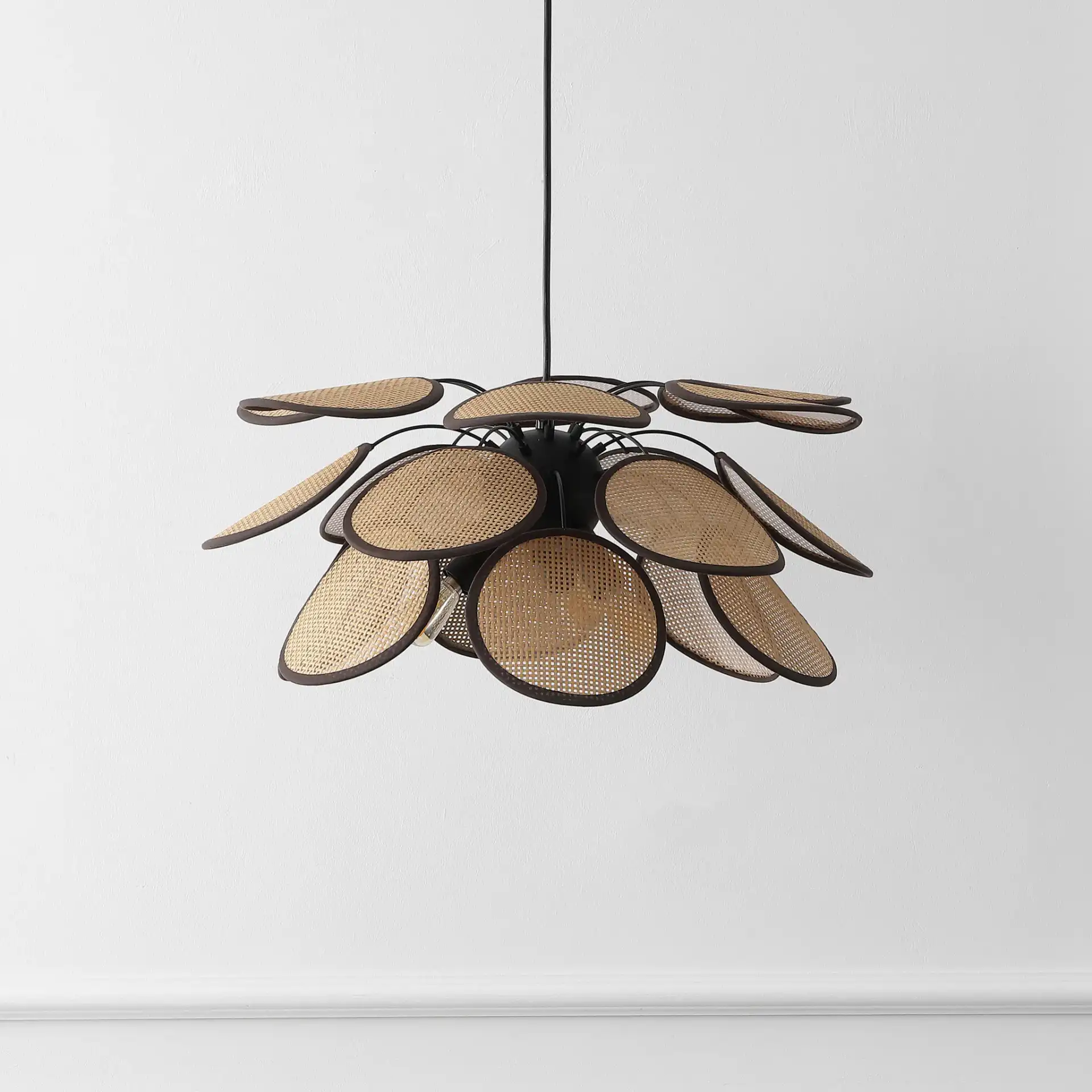 Luana Three-Light Pendant in Brown / Natural, detail view