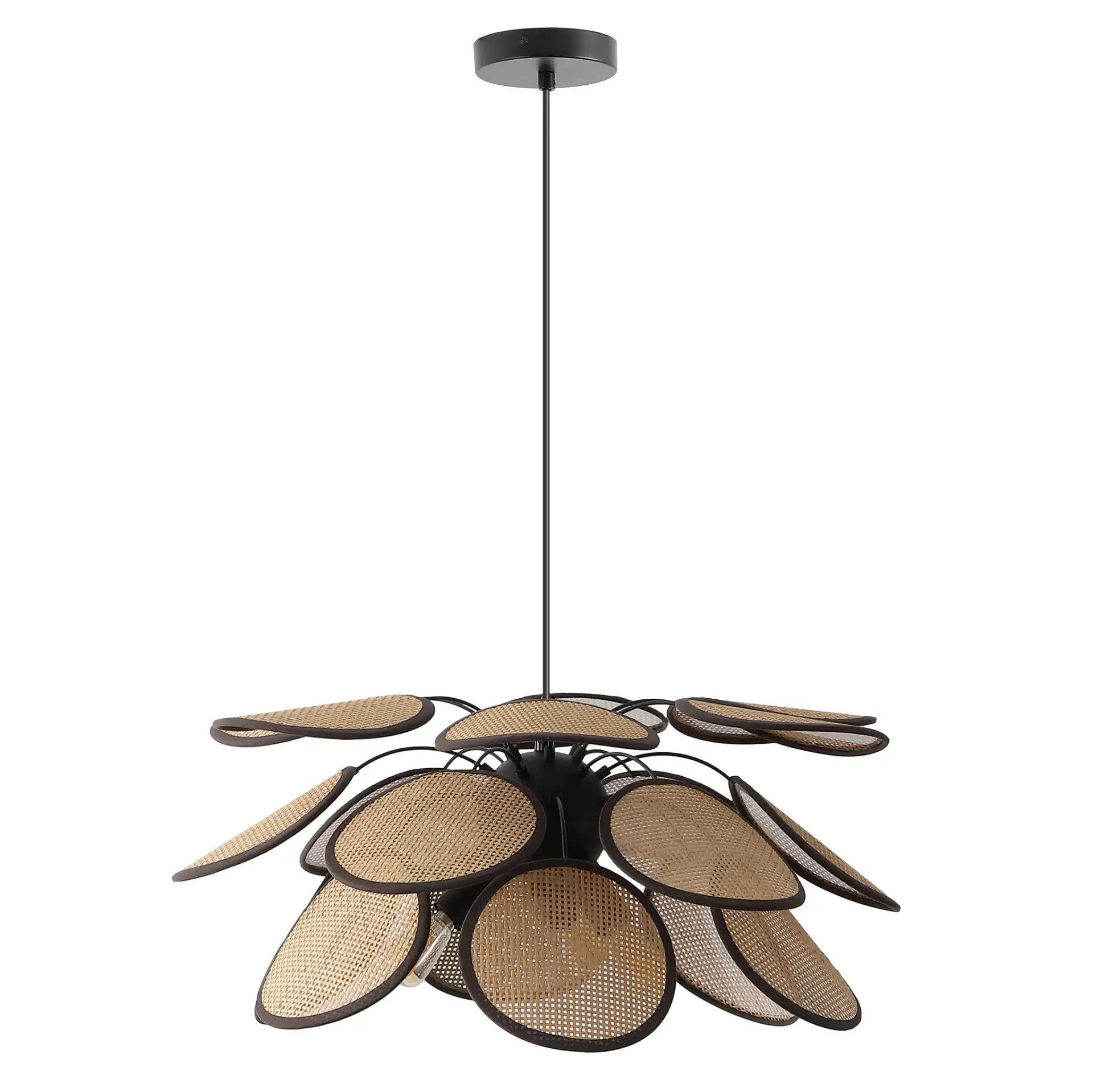 Luana Three-Light Pendant in Brown / Natural, detail view