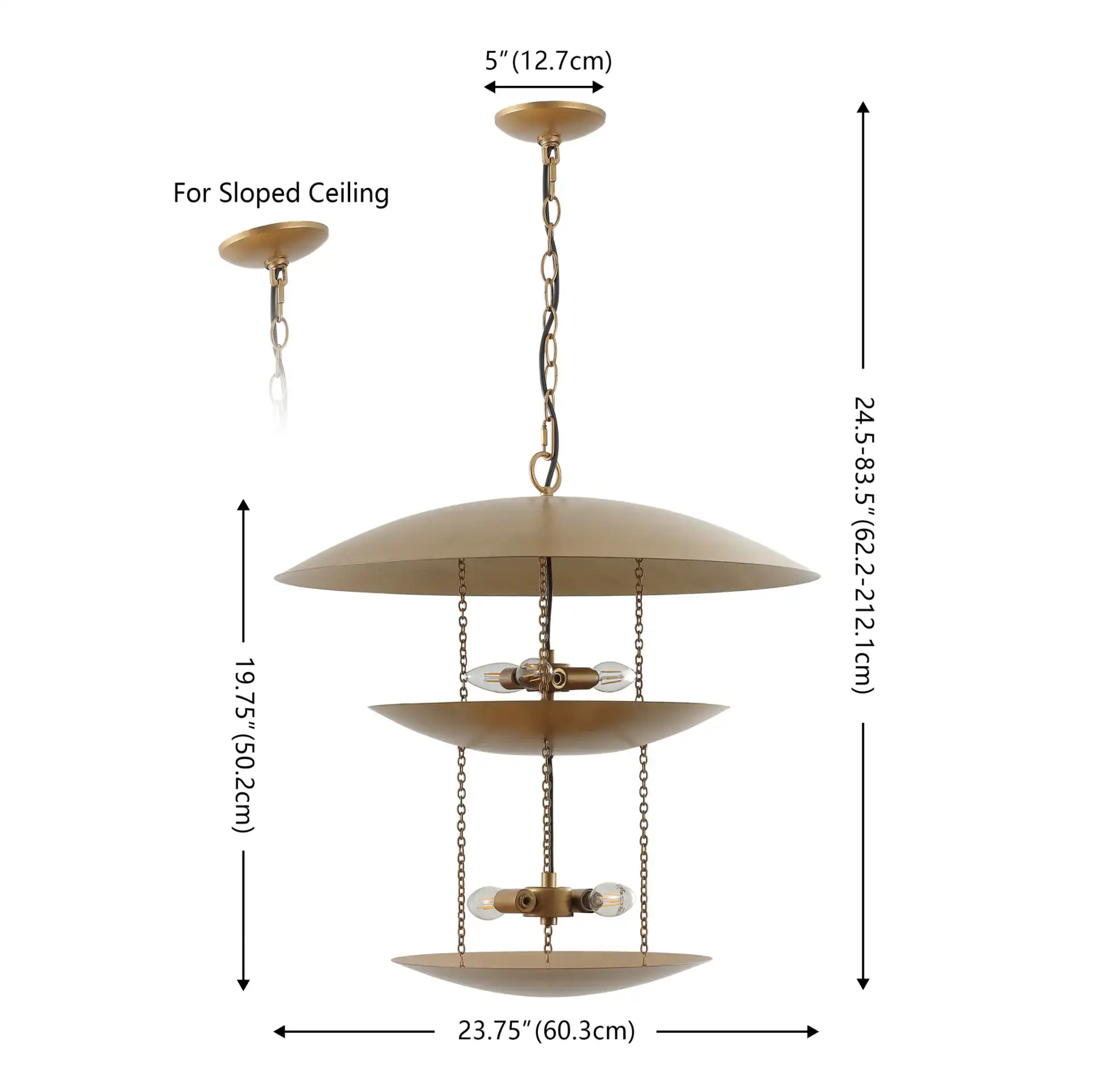 Jules Five-Light Pendant in Antique Gold, detail view