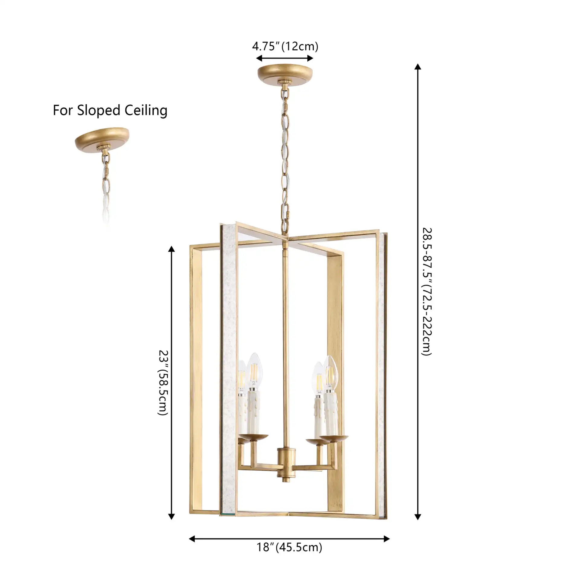 Morella Four-Light Pendant in Antique Gold, detail view
