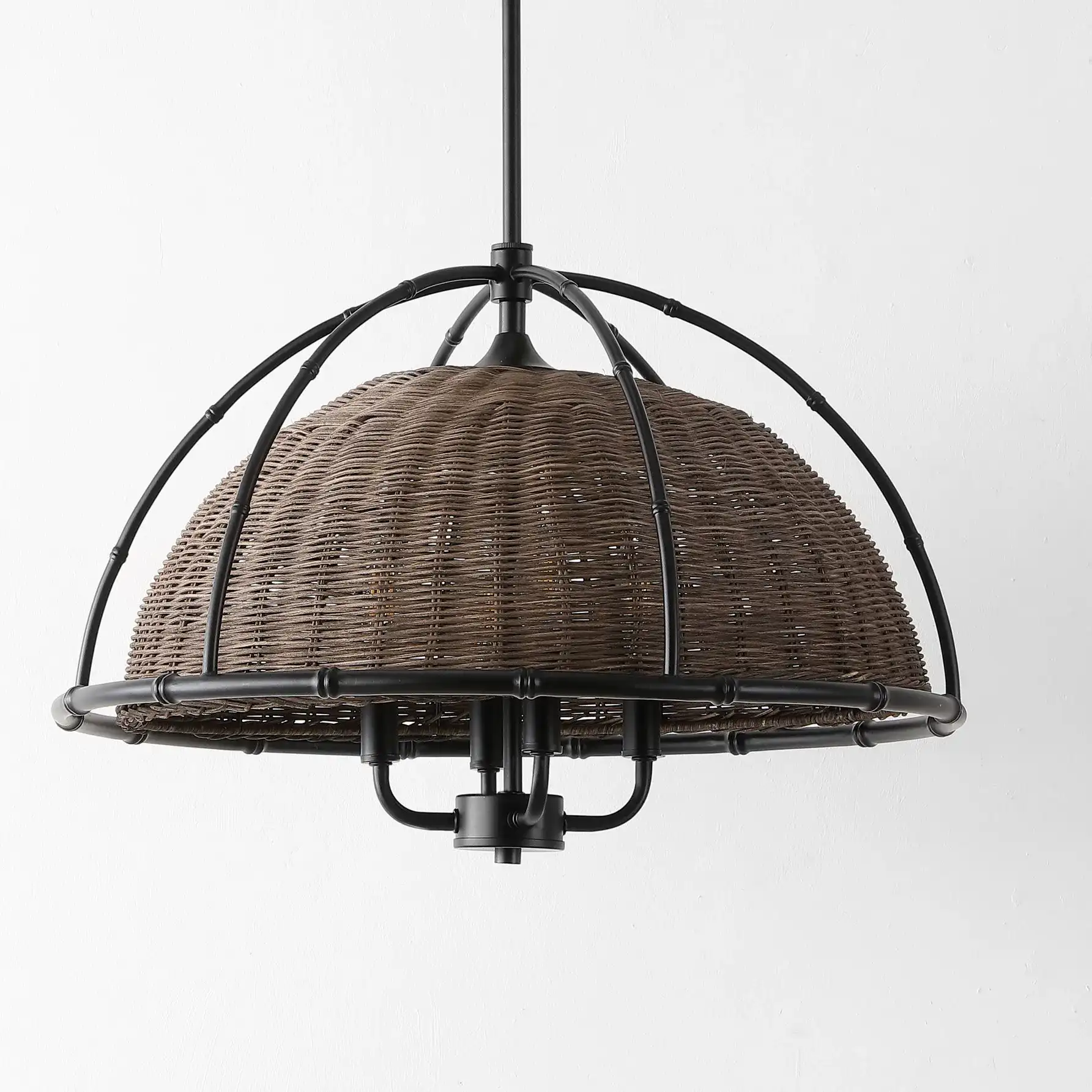 Paulina Four-Light Pendant in Dark Natural / Black, detail view