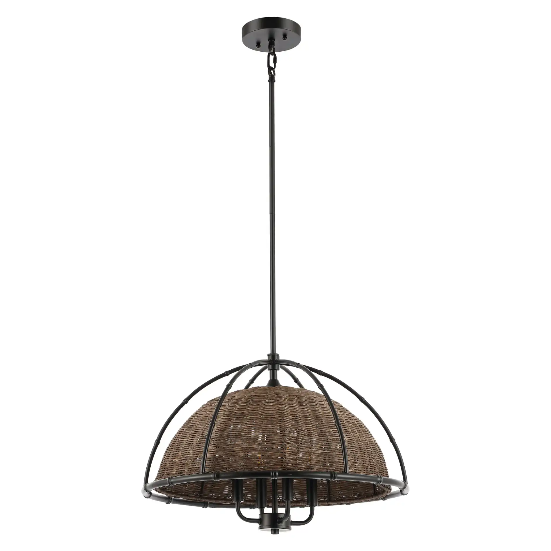 Paulina Four-Light Pendant in Dark Natural / Black, detail view