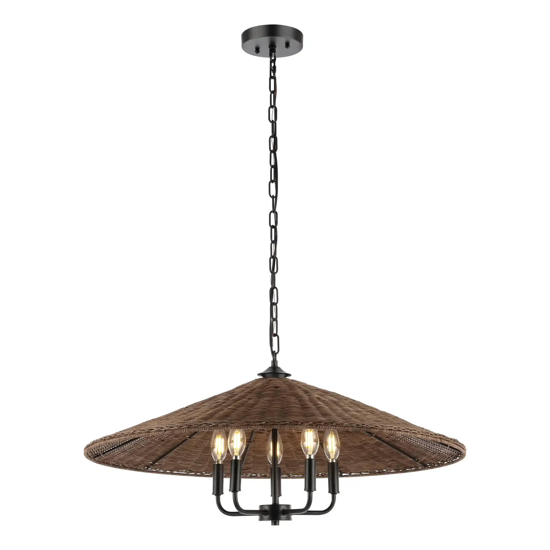 Palmera Five-Light Pendant in Dark Natural / Black