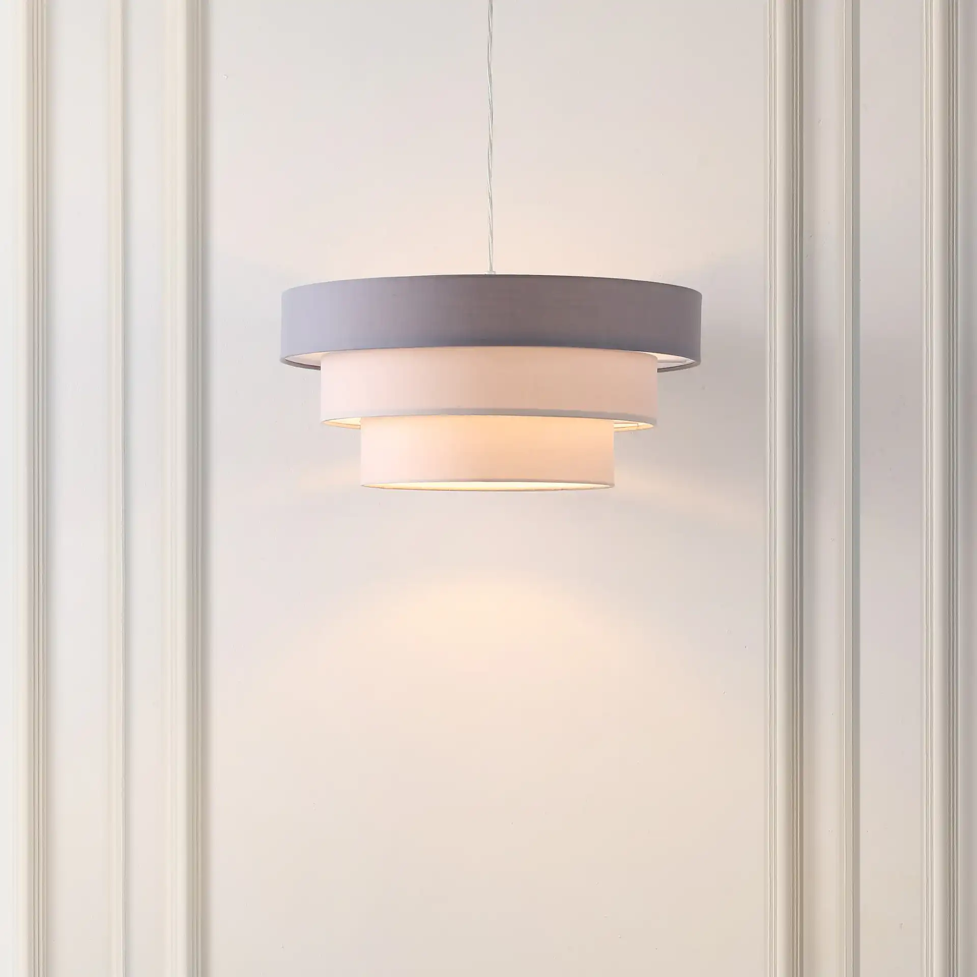Clelia Pendant in Gray / White in a styled room
