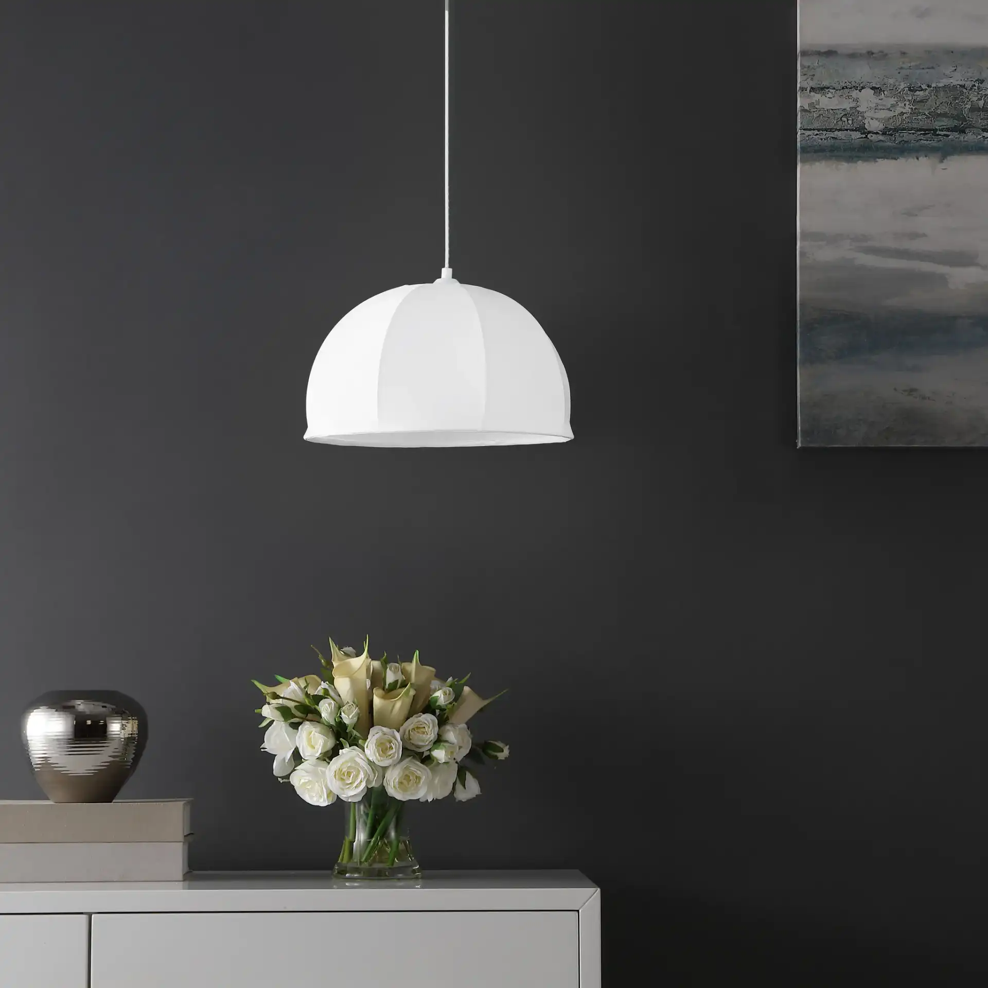 Neami Pendant in White in a styled room