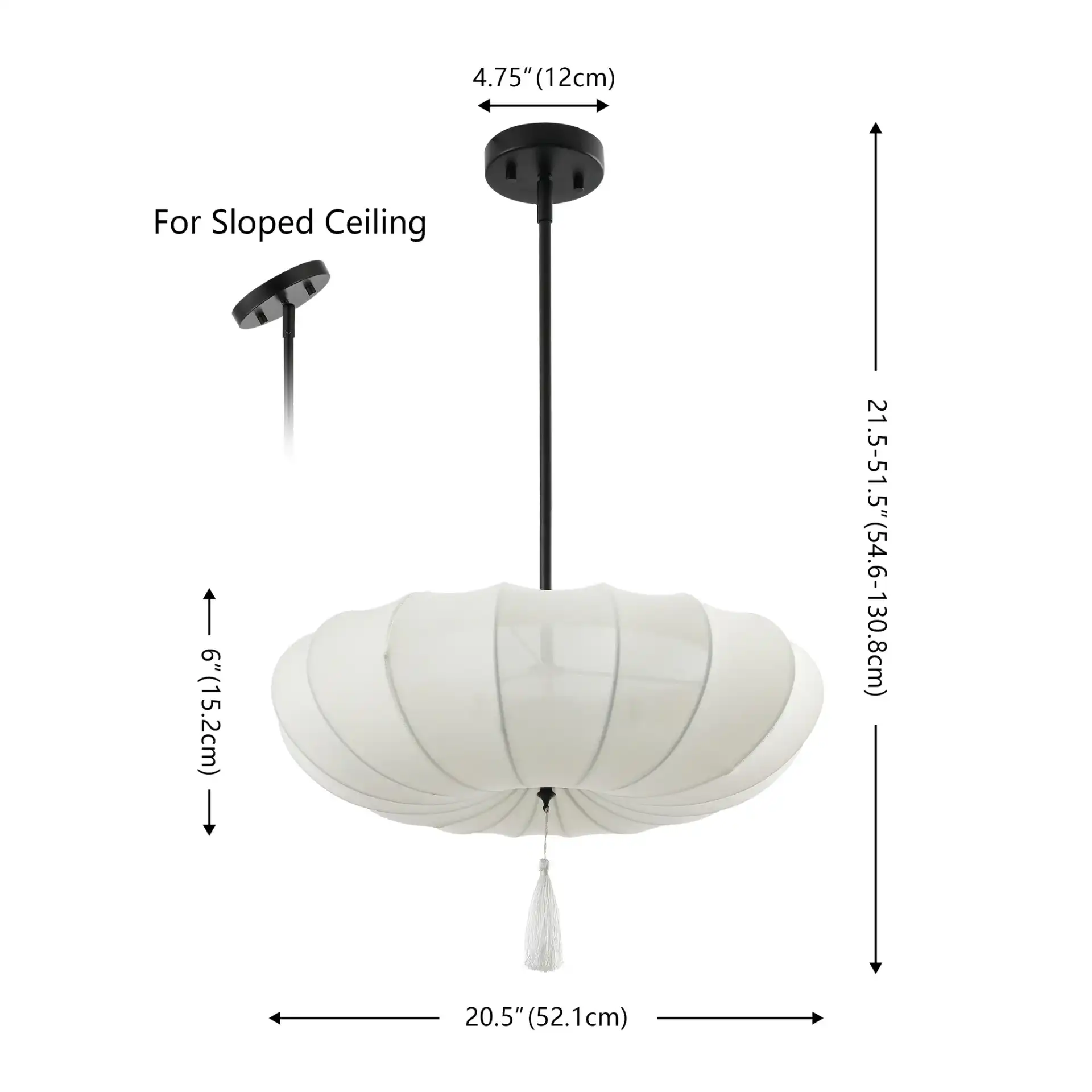 Amelie Three-Light Pendant in Cream / Black, detail view