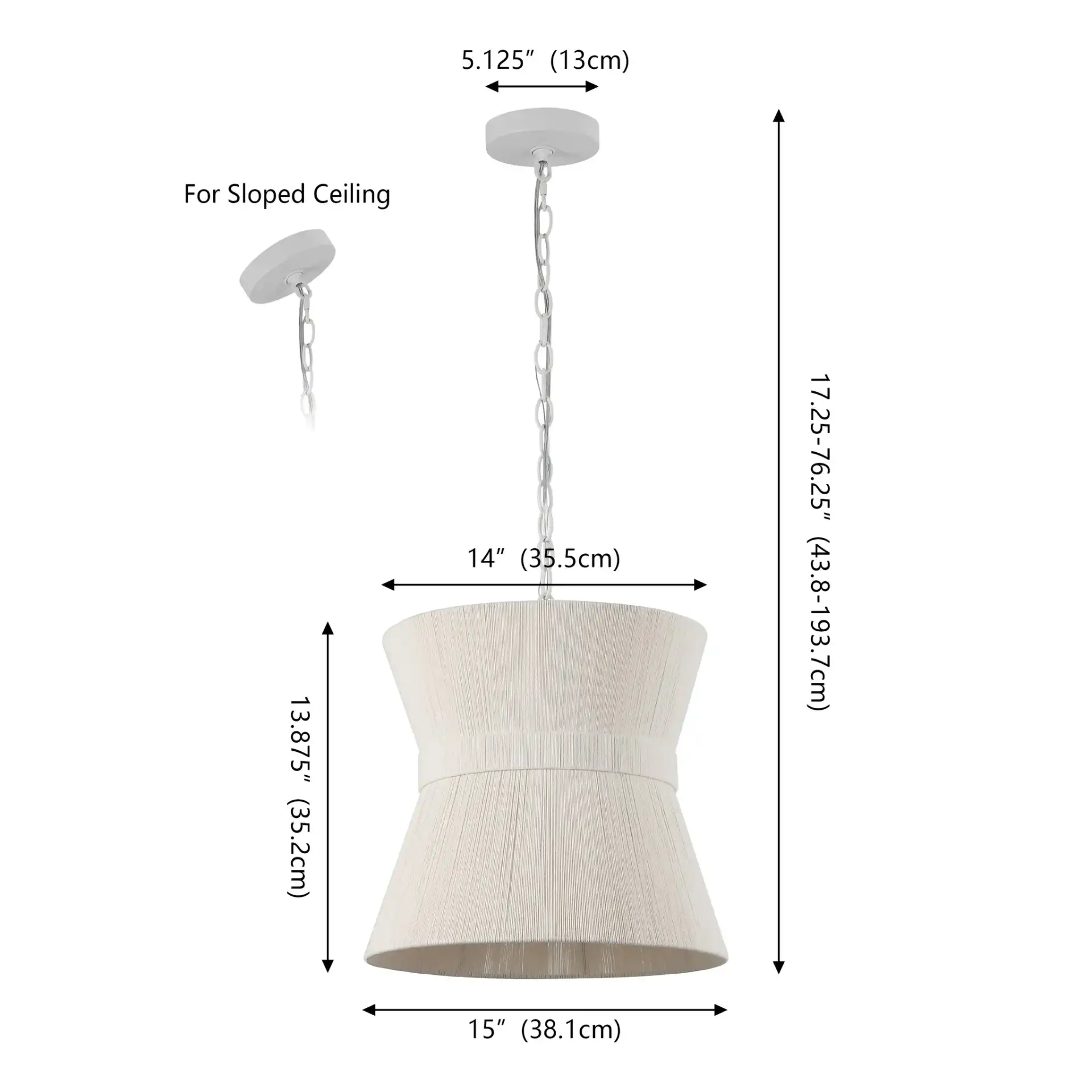 Alora Pendant in White Washed, detail view