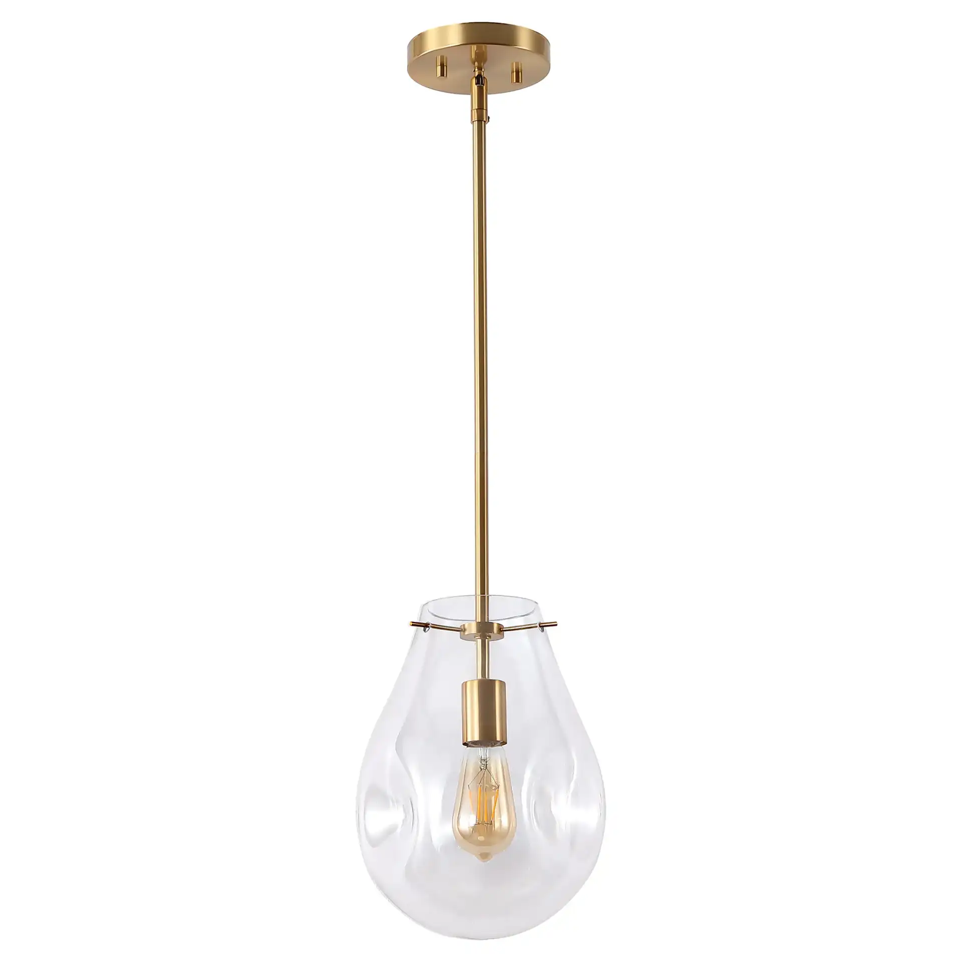 Elery Pendant in Clear / Brass, detail view