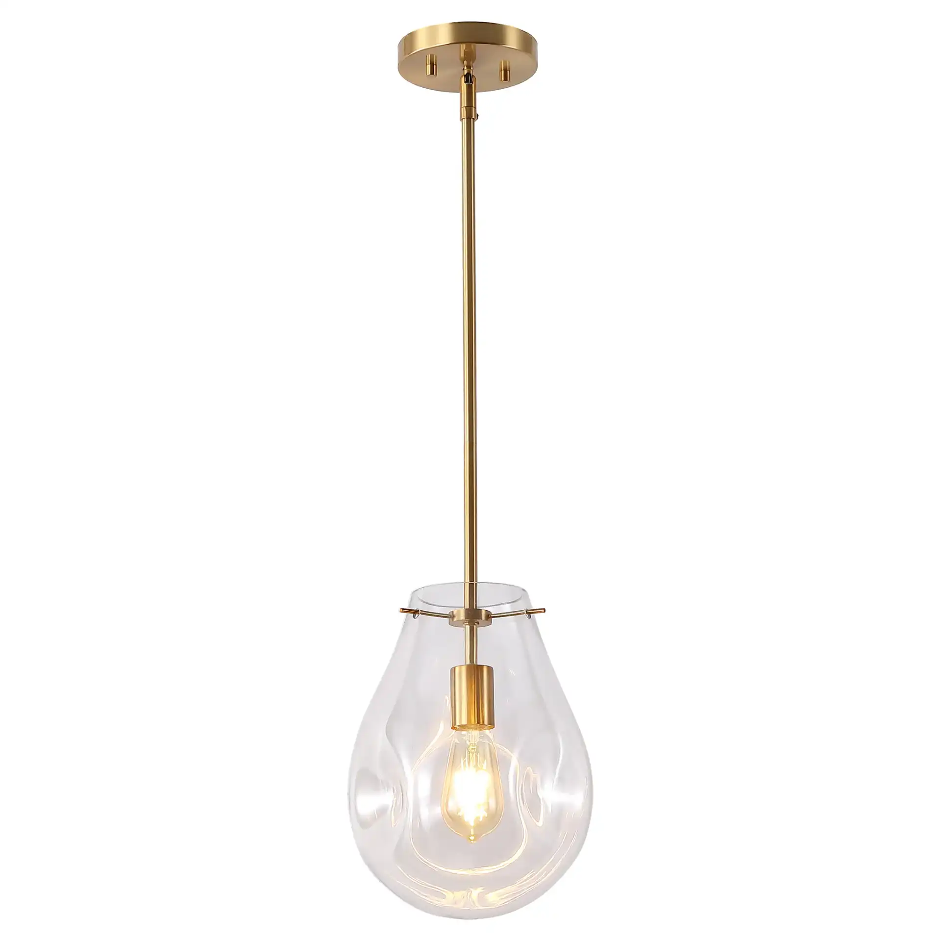 Elery Pendant in Clear / Brass